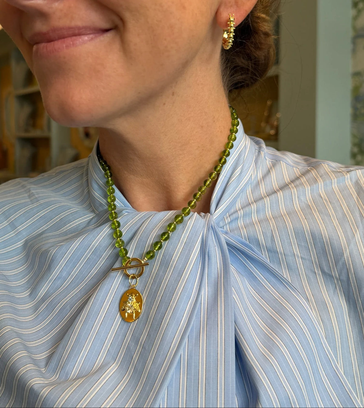 Goldbug Collection Caterpillar Hoop Earrings, Goldbug Collection Summer Bug Oval Disc Charm