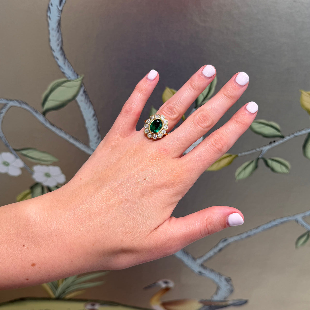 Single Stone Emerald Flora Ring