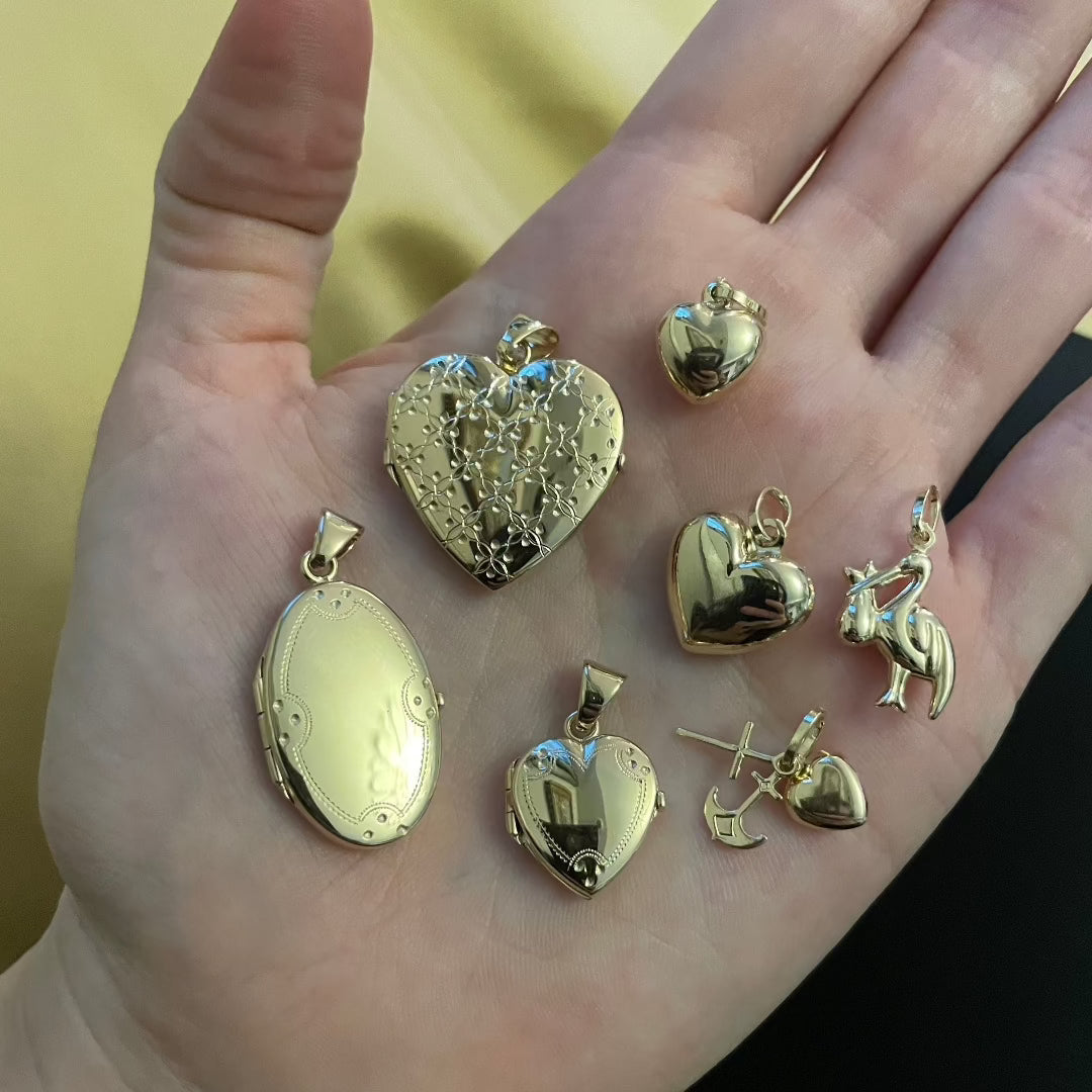 14K Gold Puffed Heart Charm