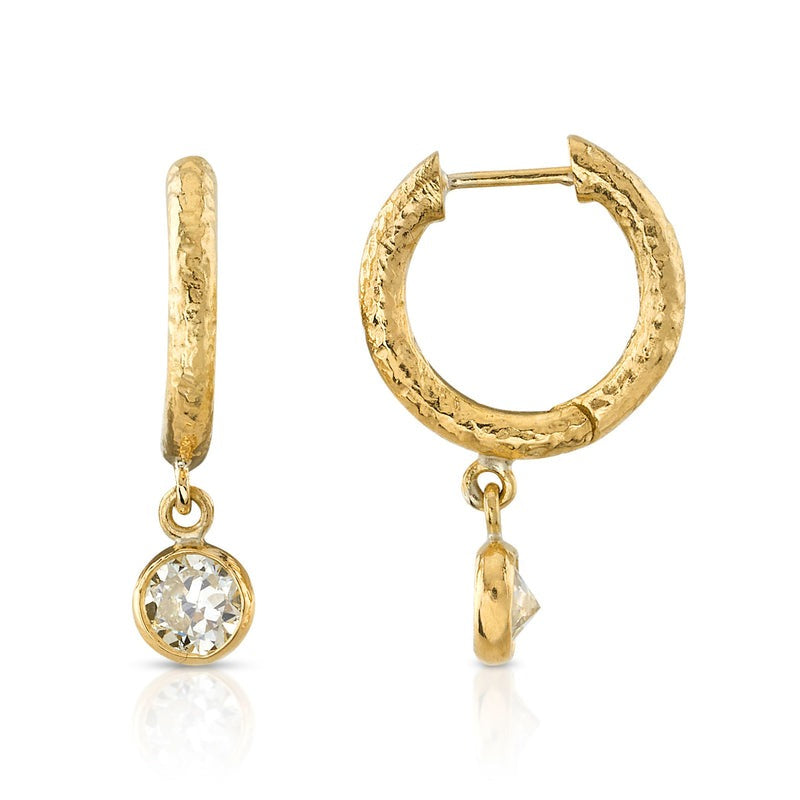 Single Stone Jane Drop Huggie Earrings