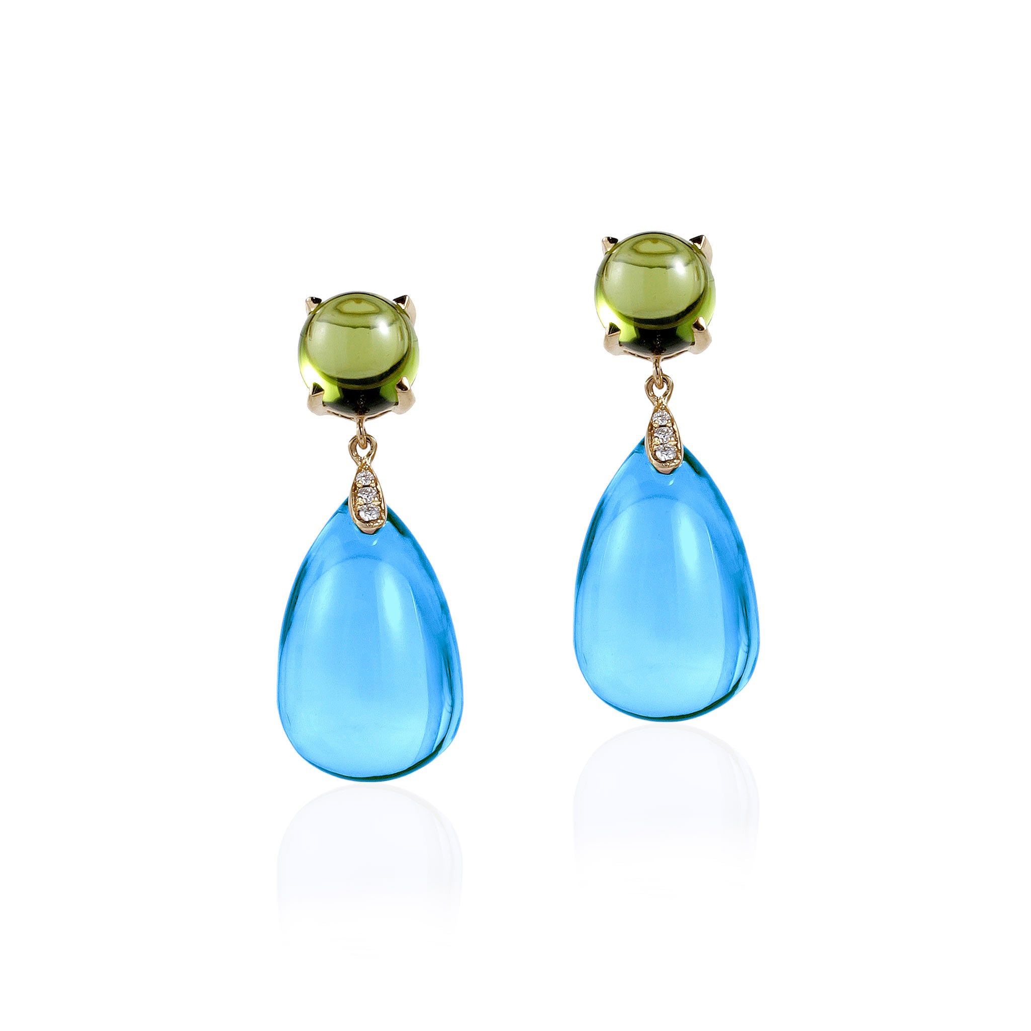 Goshwara Cabochon Peridot & Blue Topaz 18K Gold Drop Earrings