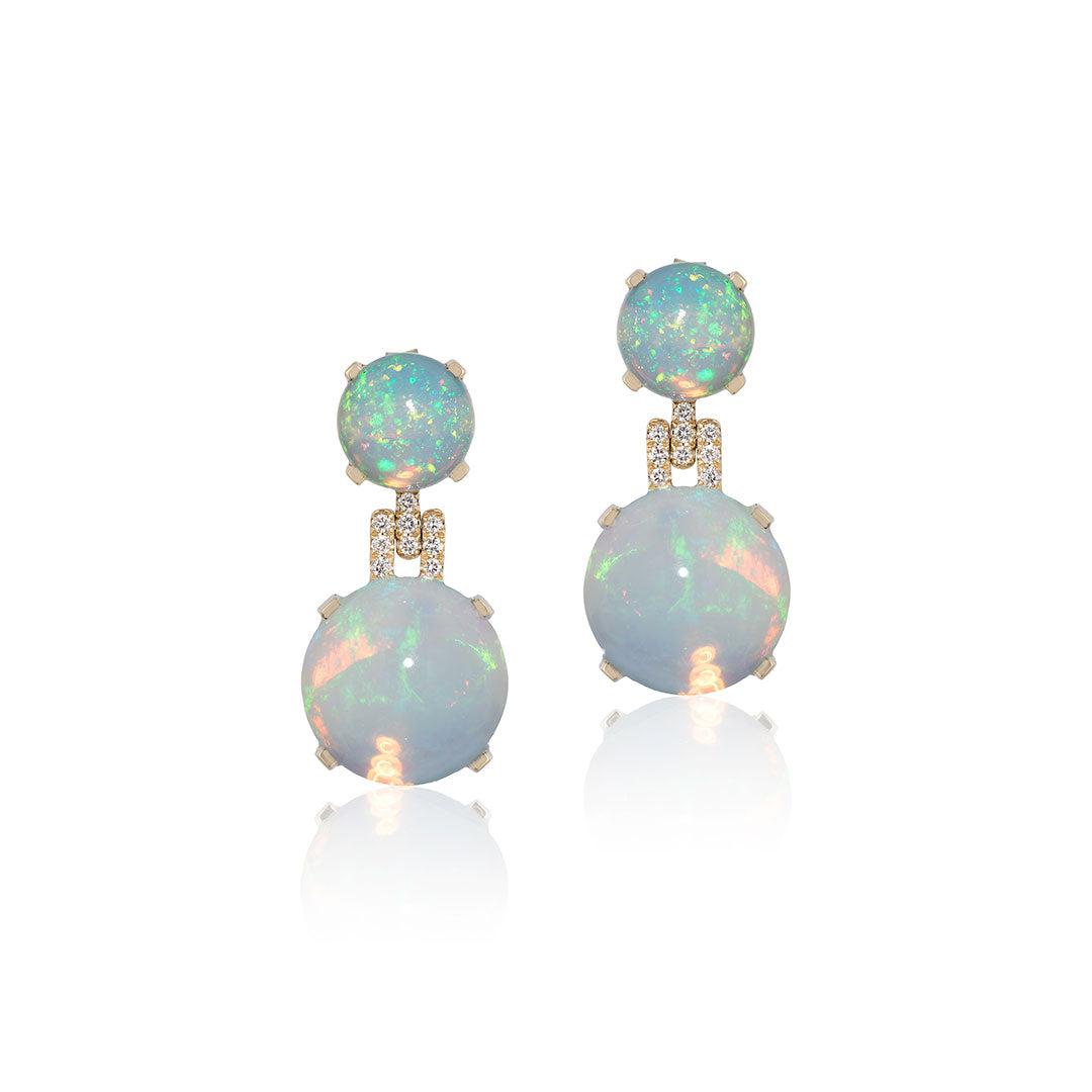 Goshwara Cabochon Opal & Diamond 18K Yellow Gold Drop Earrings