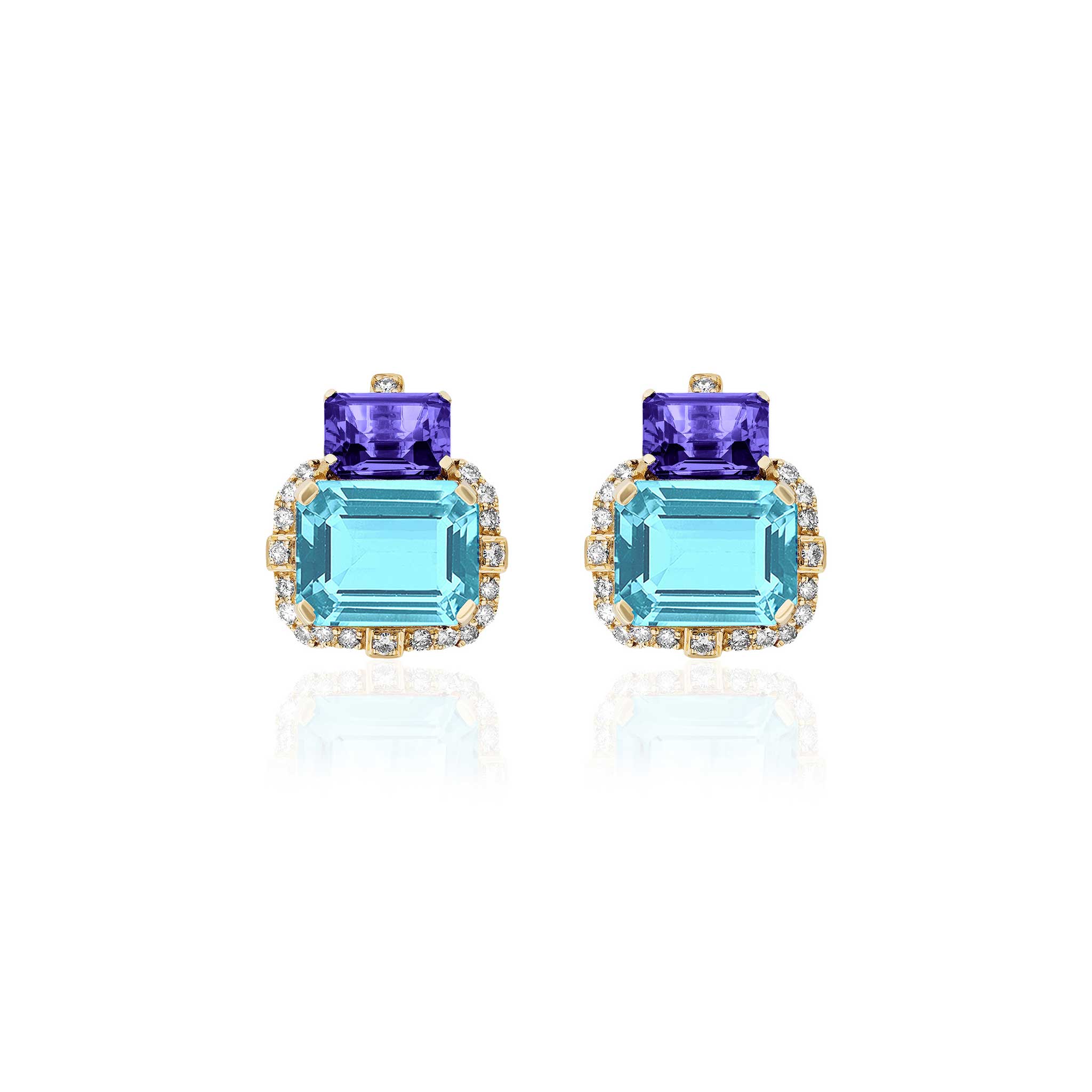 Goshwara 2-Stone Blue Topaz & Tanzanite 18K Gold Earrings