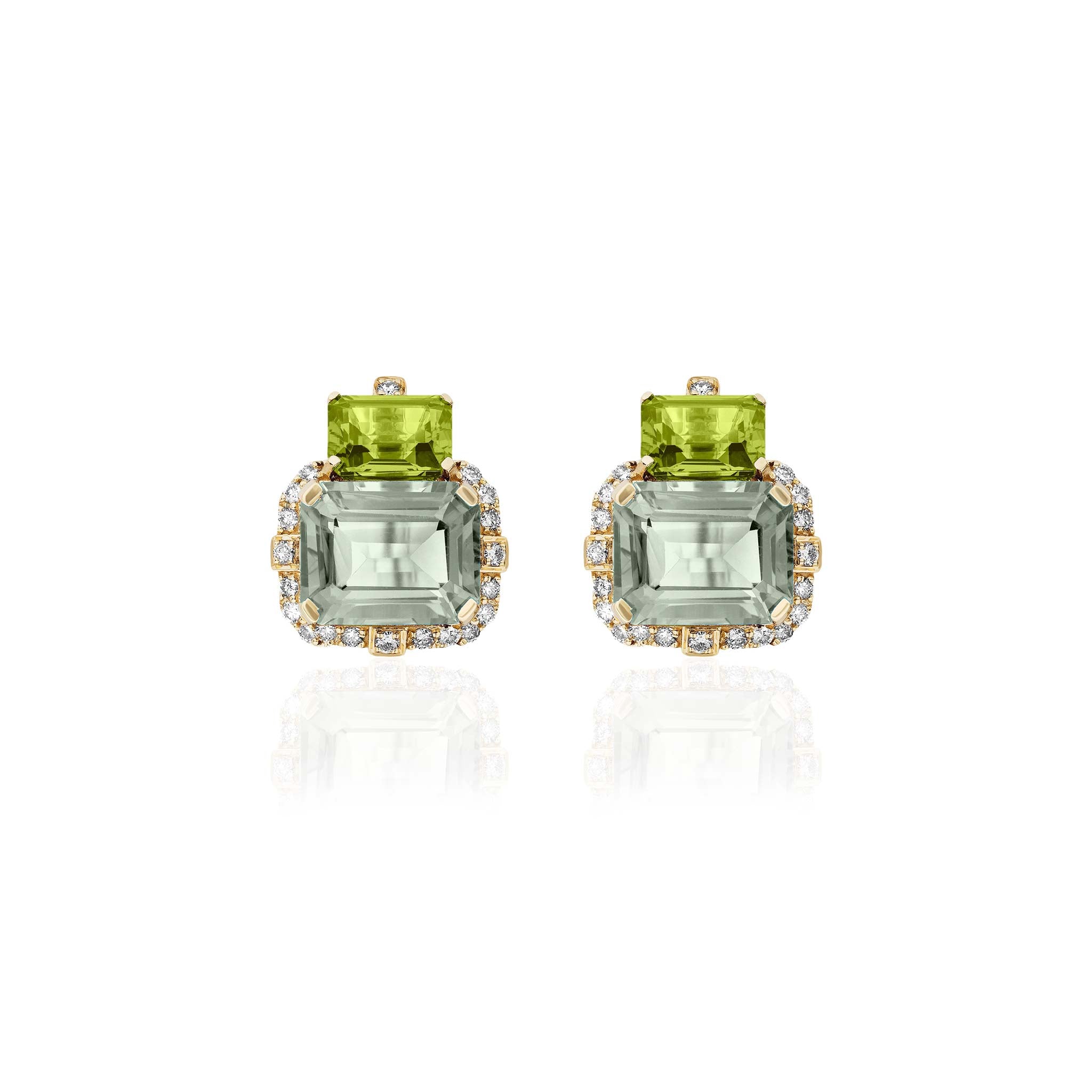 Goshwara 2-Stone Prasiolite & Peridot 18K Gold Earrings