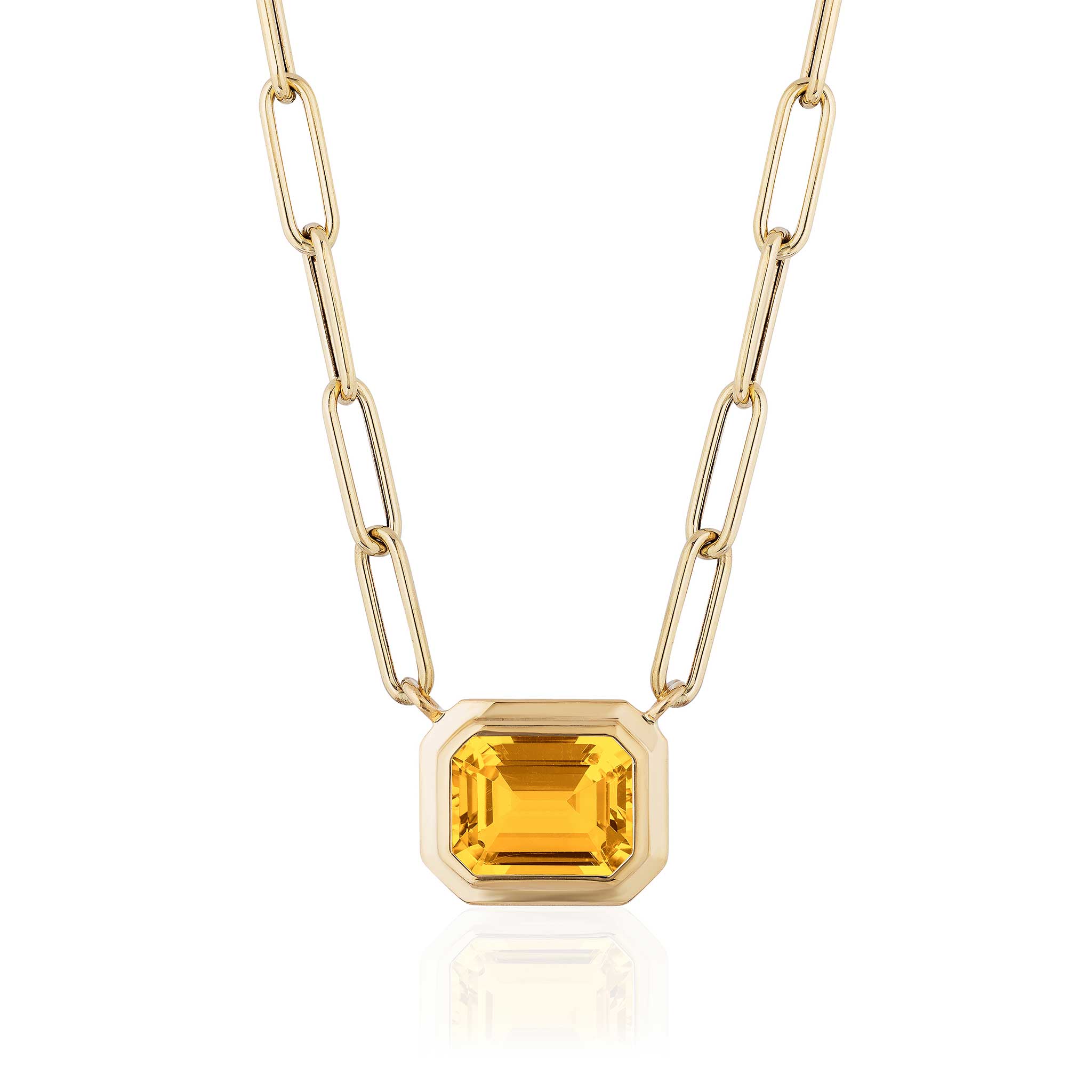 Goshwara Emerald-Cut Citrine 18K Gold Pendant Necklace