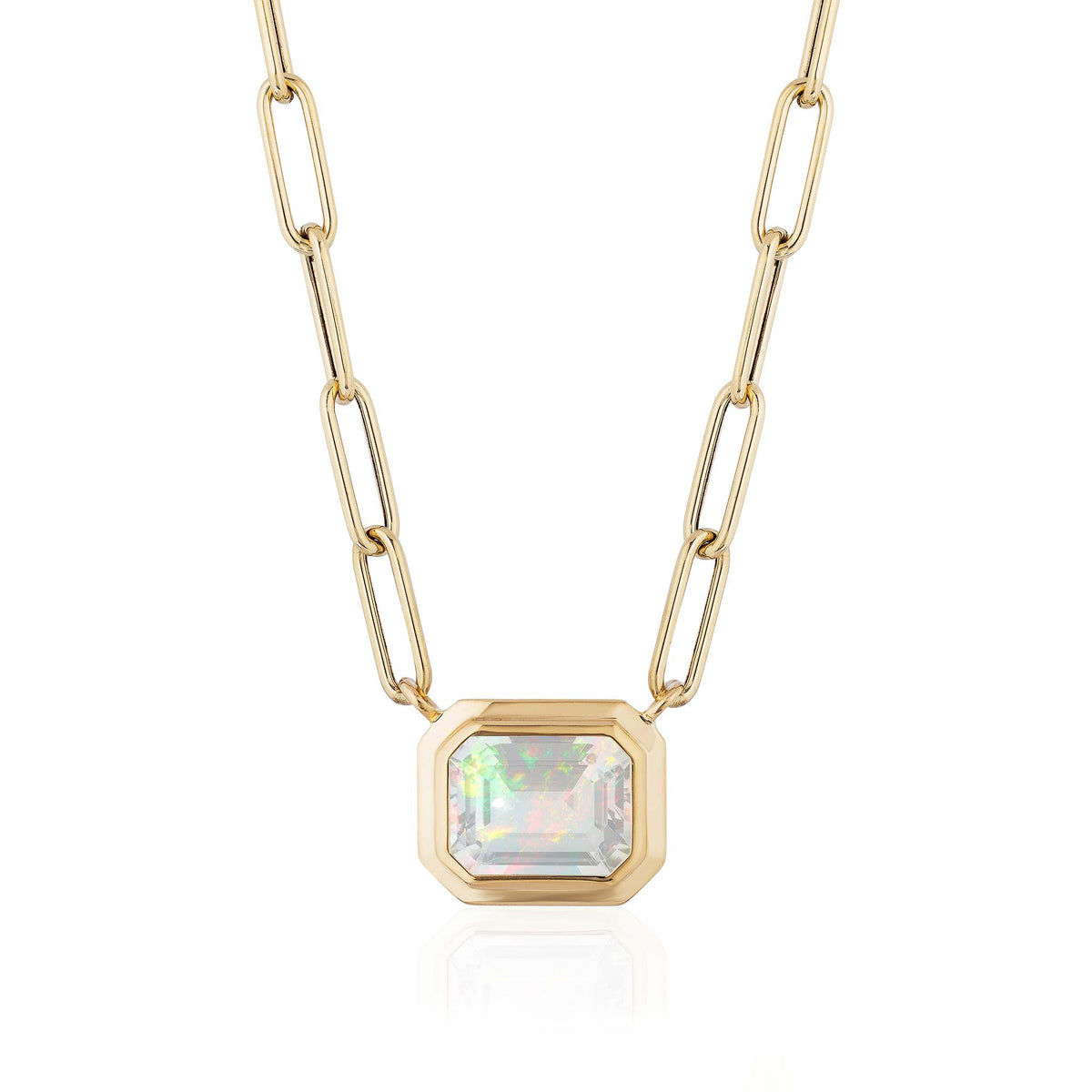 Goshwara Emerald-Cut Opal 18K Gold Pendant Necklace