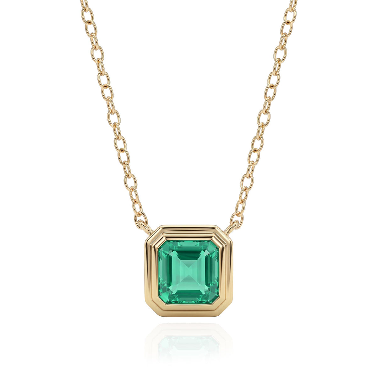 Goshwara Emerald 18K Gold Octagonal Bezel Pendant Necklace