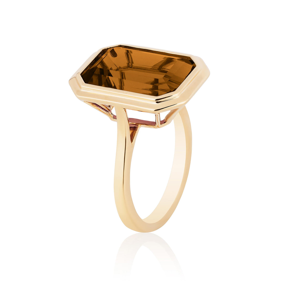 Goshwara Cognac Citrine Emerald-Cut Bezel Set 18K Gold Ring