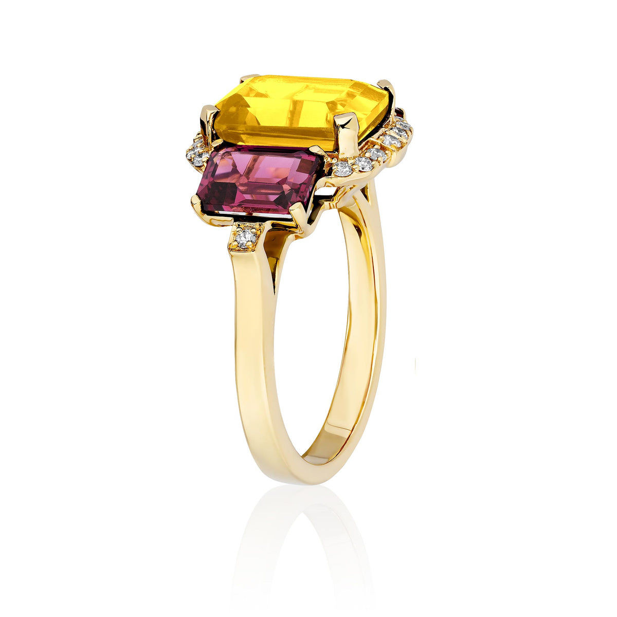 Goshwara 3-Stone Citrine & Garnet 18K Gold Ring