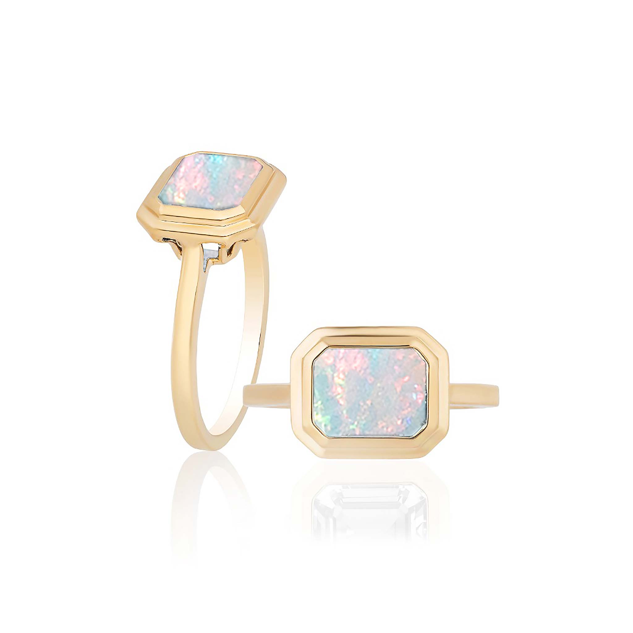 Goshwara Emerald-Cut Opal Bezel Set 18K Gold Ring