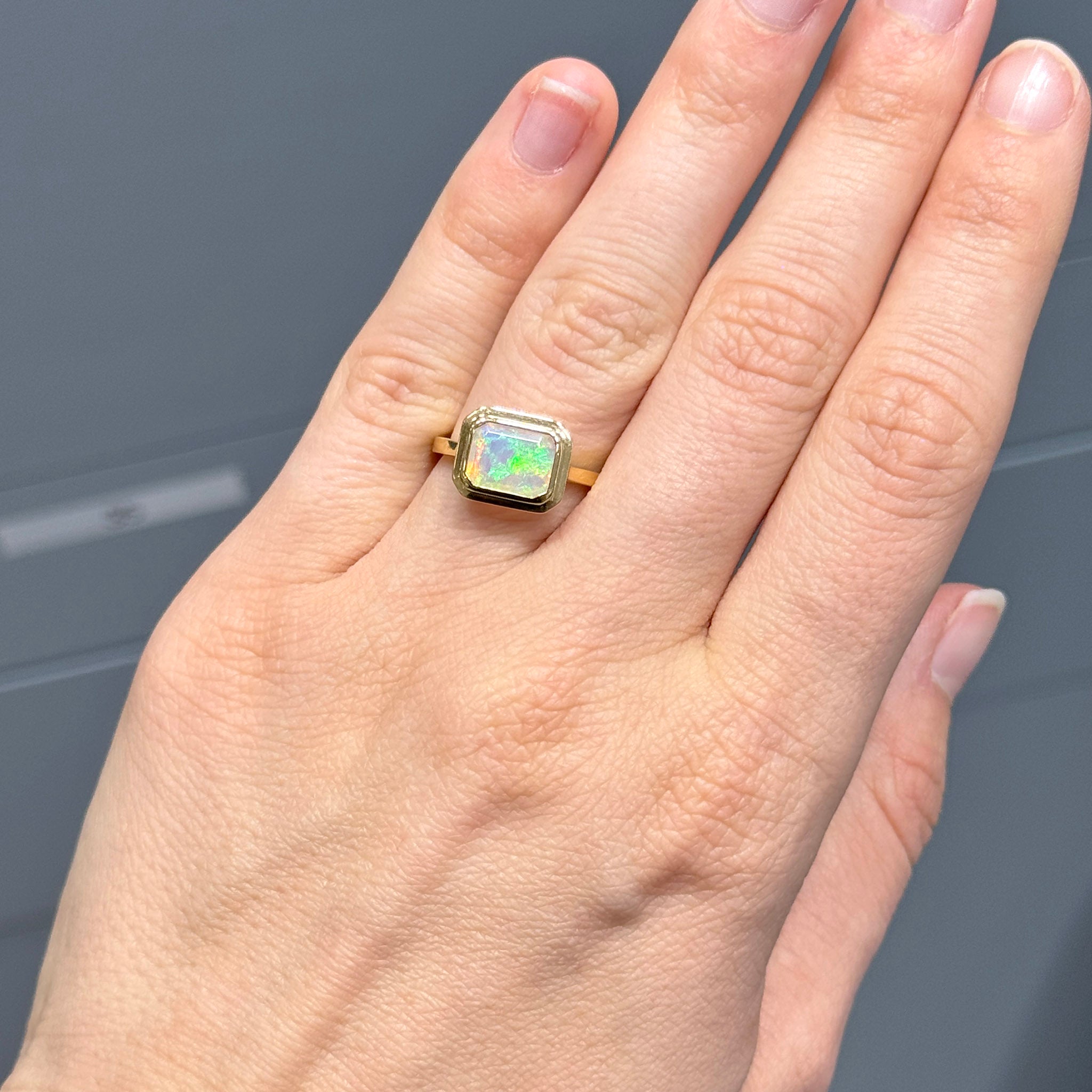 Goshwara Emerald-Cut Opal Bezel Set 18K Gold Ring