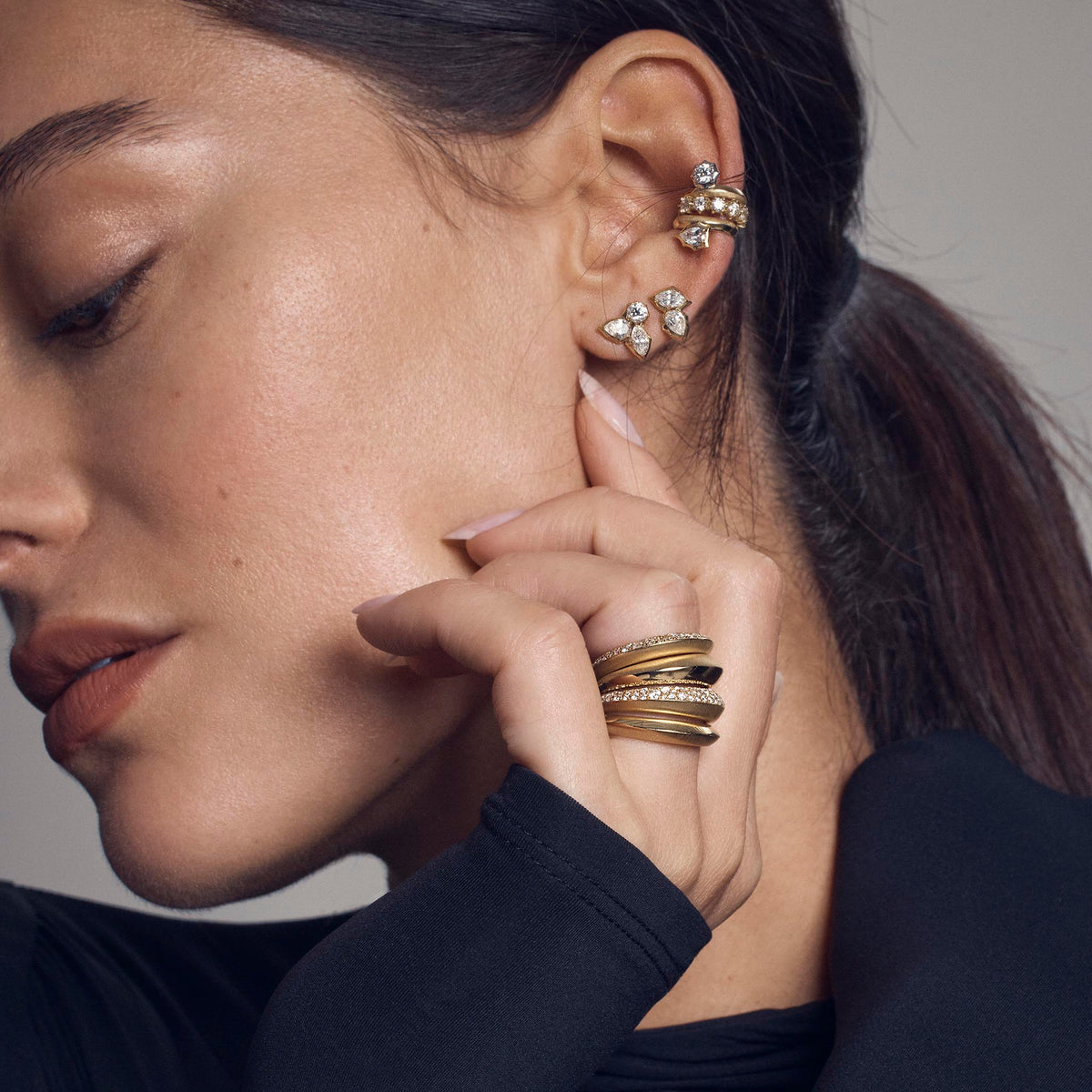 Jade Trau Poppy Cluster Stud Earrings