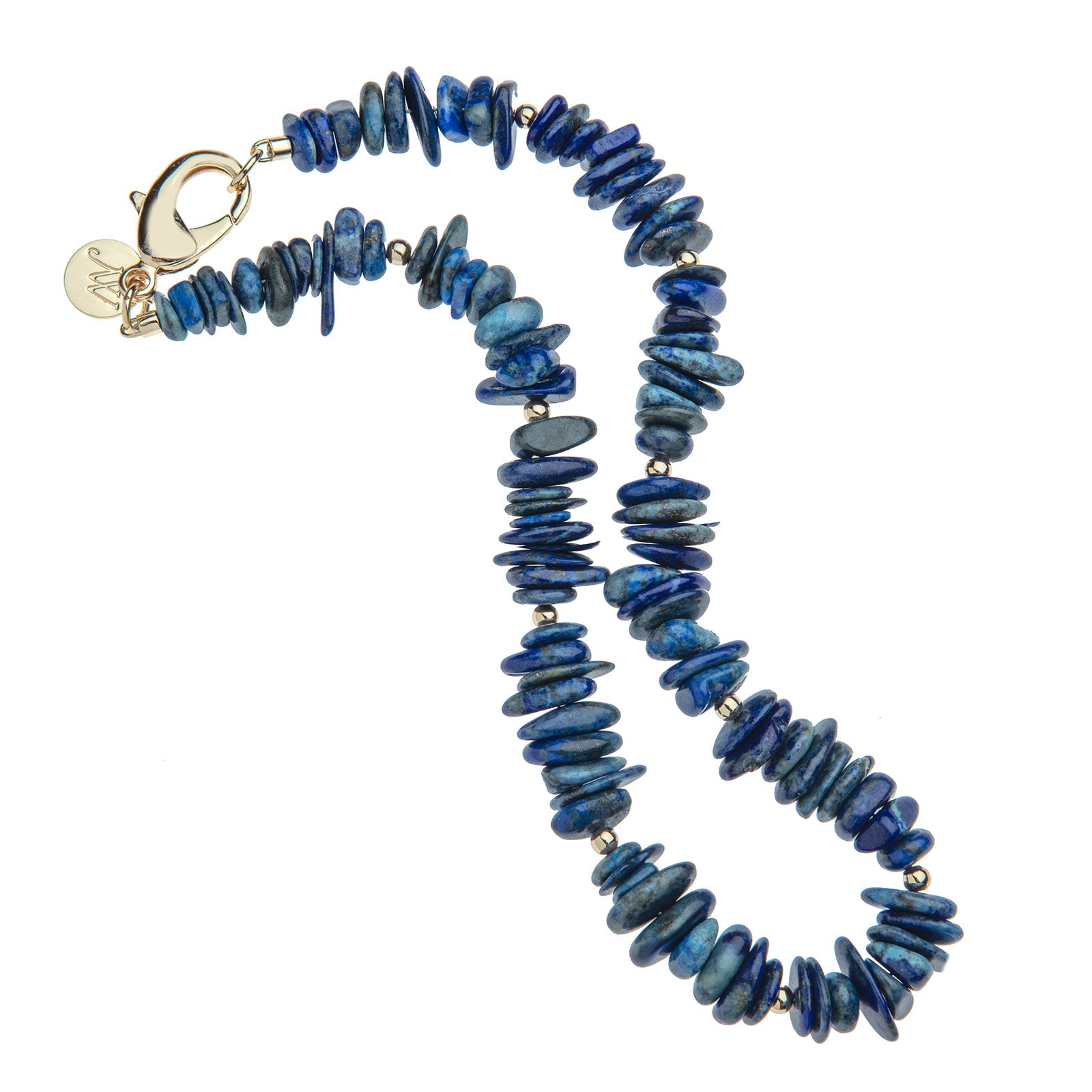 Jane Win Natural Lapis Beaded Necklace 16.5"