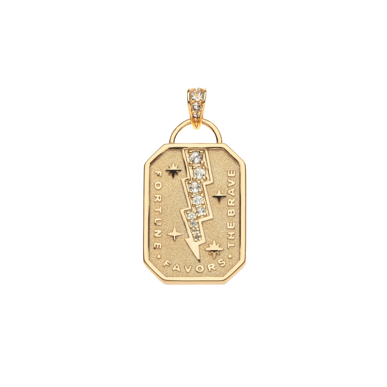 Jane Win LUCKY Bold and The Brave Dogtag Pendant Necklace