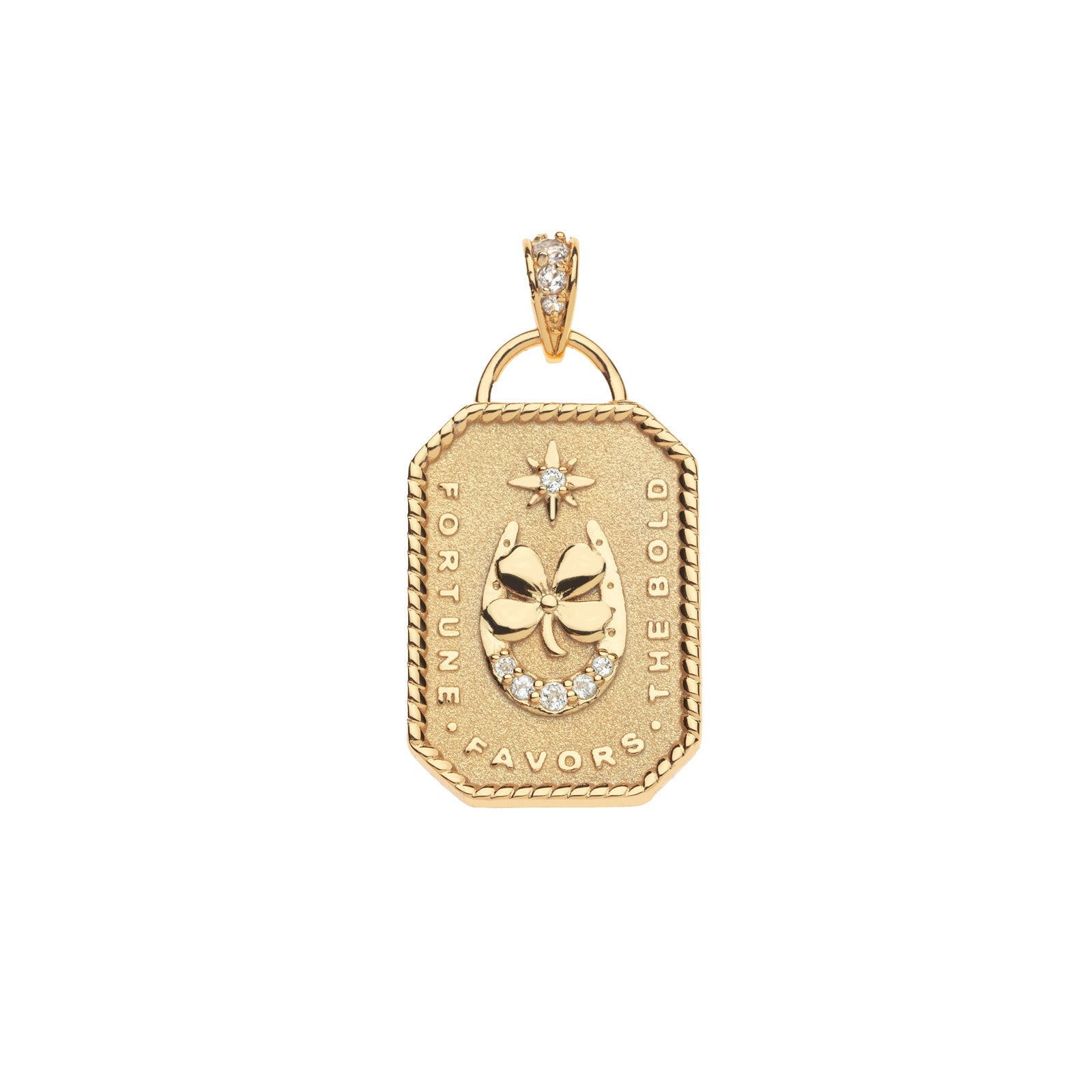 Jane Win LUCKY Bold and The Brave Dogtag Pendant Necklace