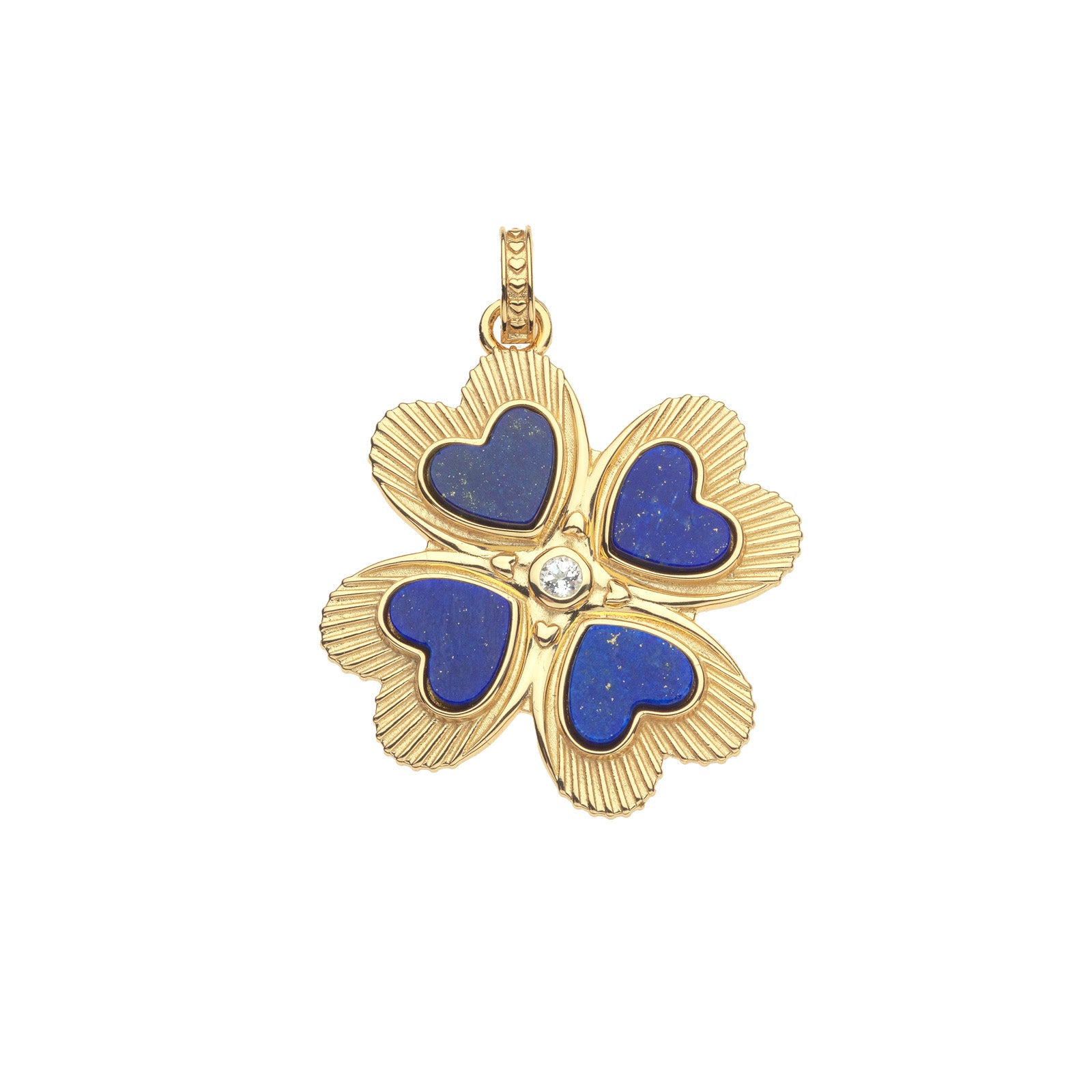 Jane Win LUCKY in Love Lapis Clover Pendant Necklace