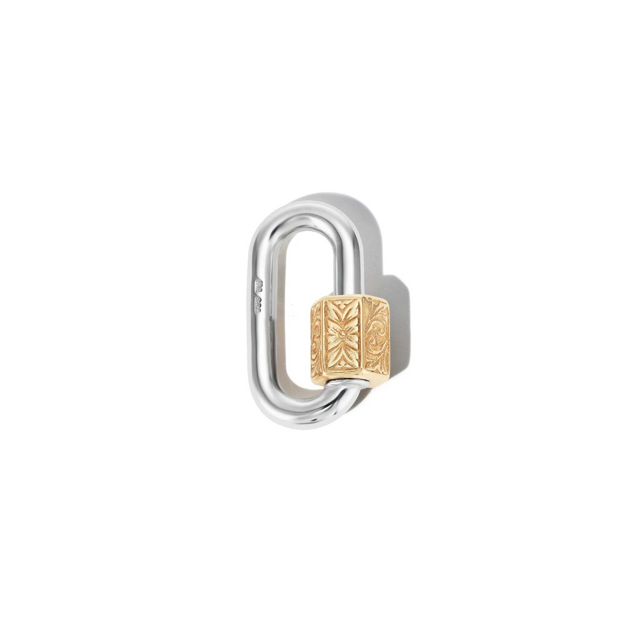 Marla Aaron Silver & 14K Gold Embossed Chubby Medium Lock