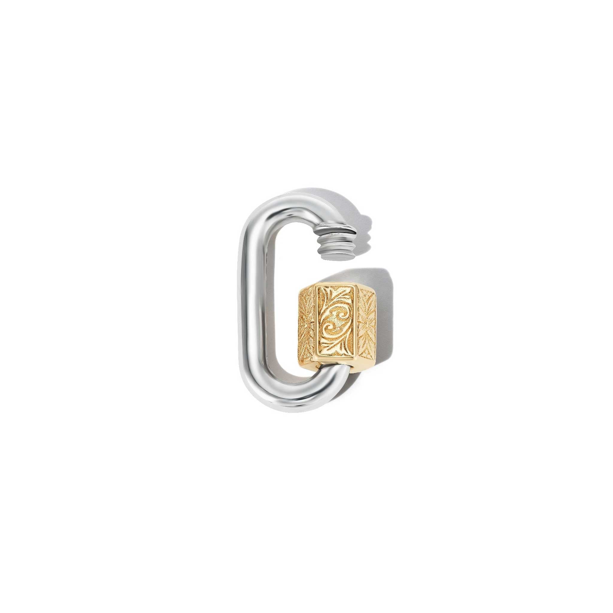 Marla Aaron Silver & 14K Gold Embossed Chubby Medium Lock