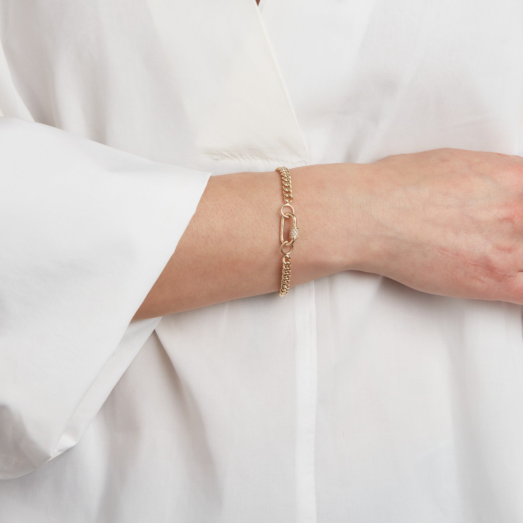 Marla Aaron 14K Yellow Gold Diamond Stoned Baby Lock