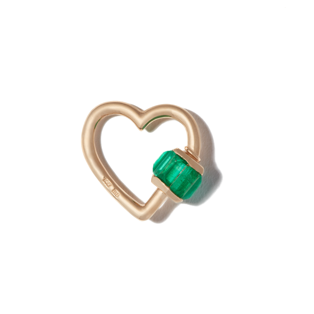 Marla Aaron 18K Gold Total Baguette Emerald Heart Lock