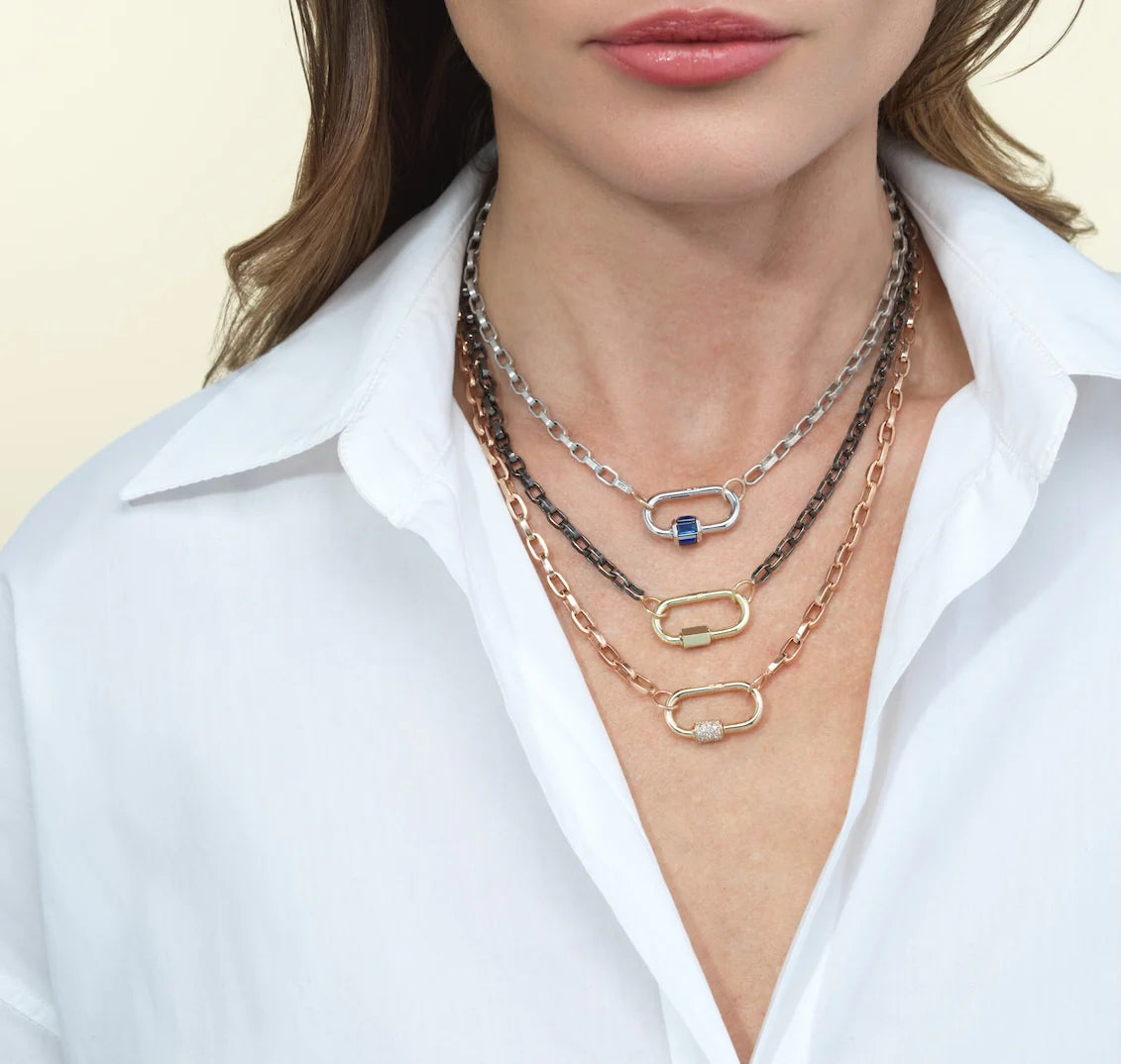 Marla Aaron 14K Gold Diamond Stoned Medium Lock