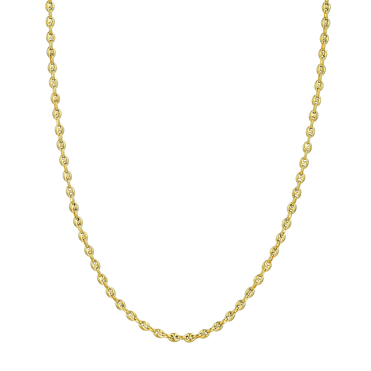 14K Yellow Gold 3.7mm Puff Mariner Chain Necklace