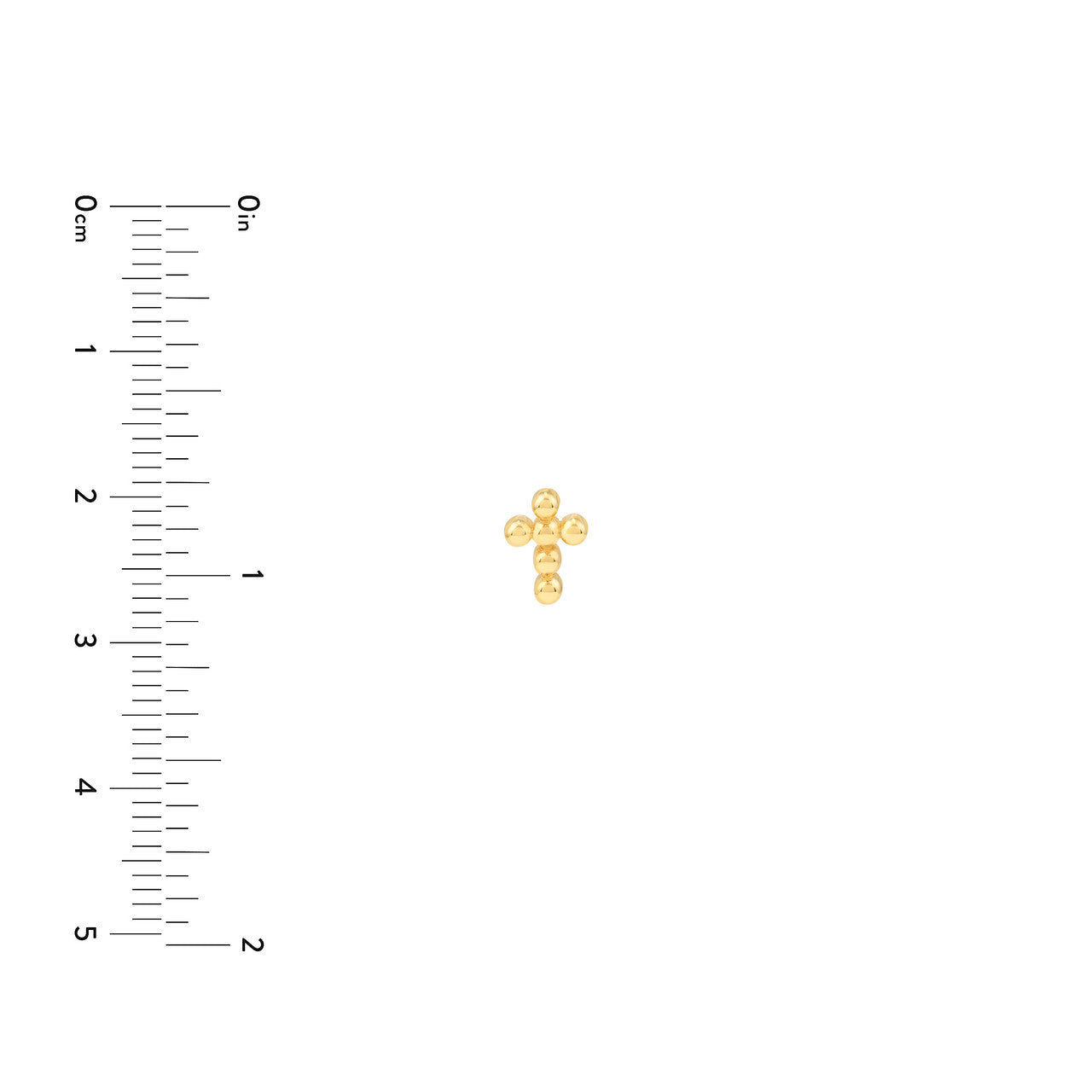 14K Yellow Gold Beaded Mini Cross Stud Earrings