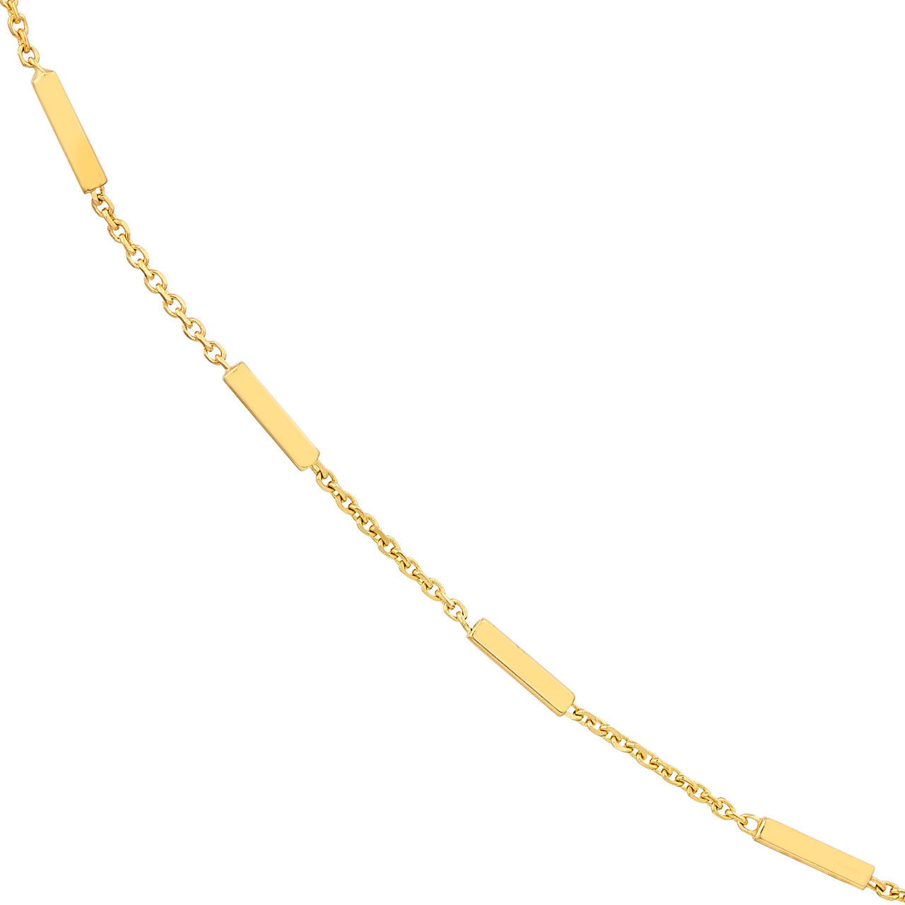 14K Yellow Gold Bar Station Cable Chain Necklace