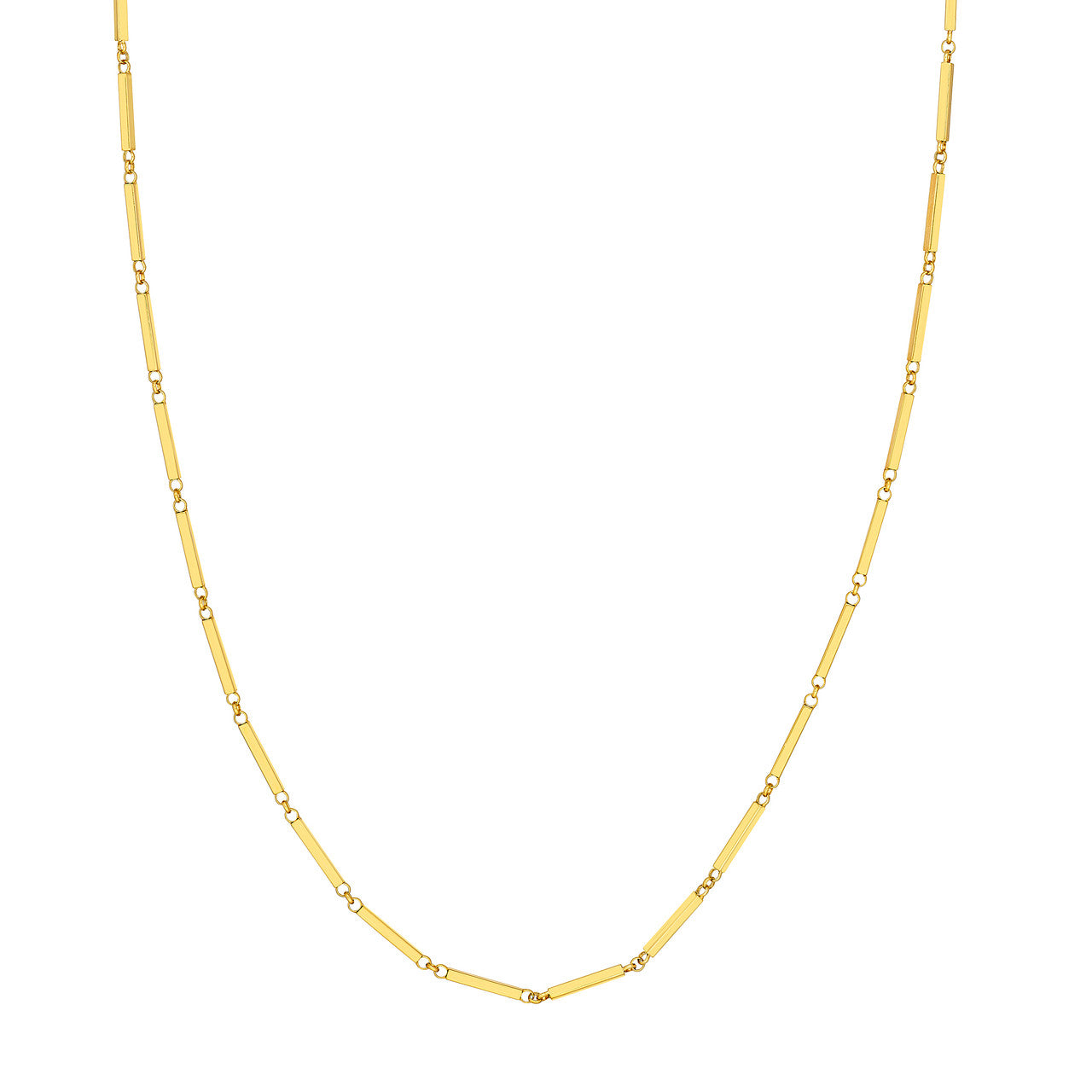 14K Yellow Gold Rectangle Bar Station Chain Necklace