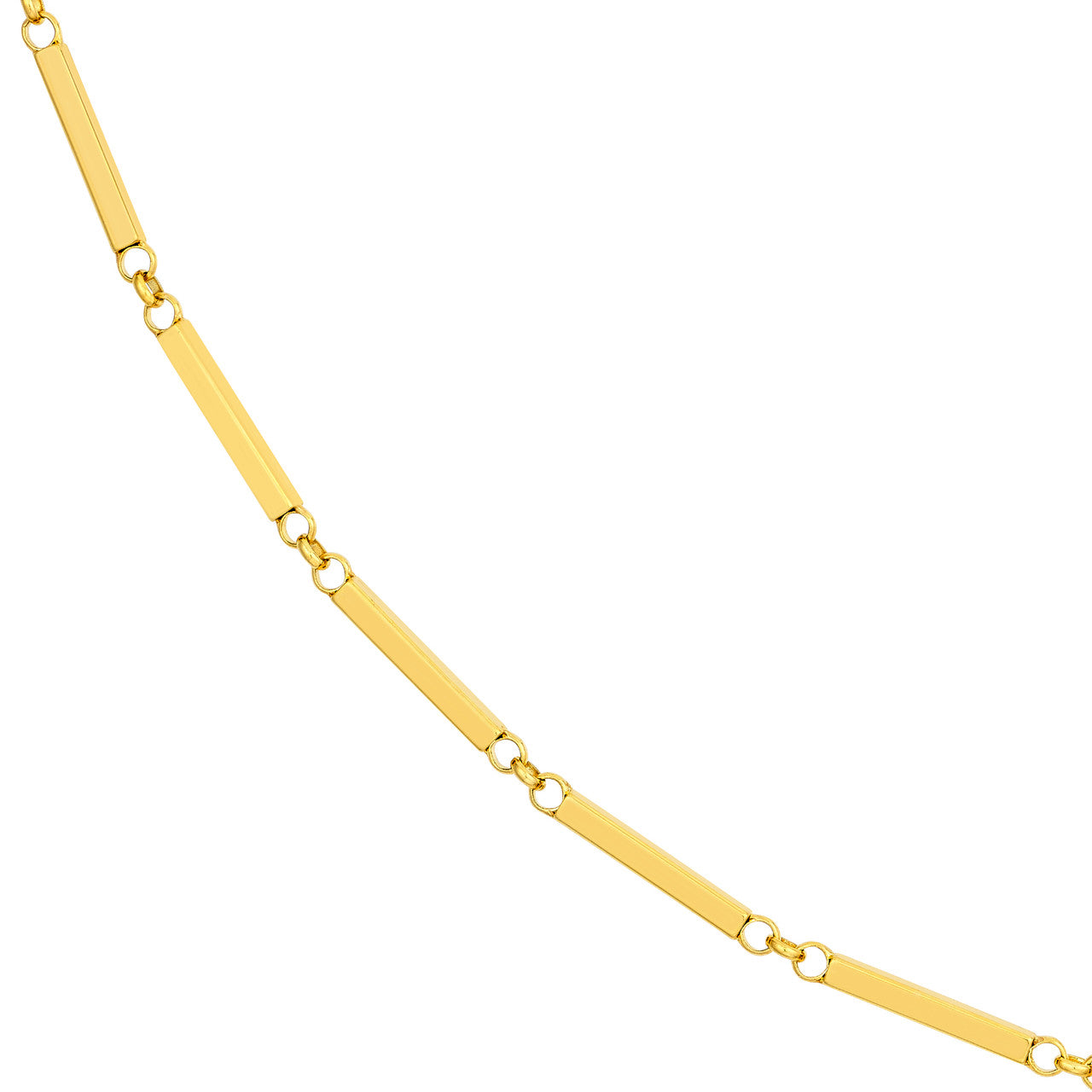 14K Yellow Gold Rectangle Bar Station Chain Necklace