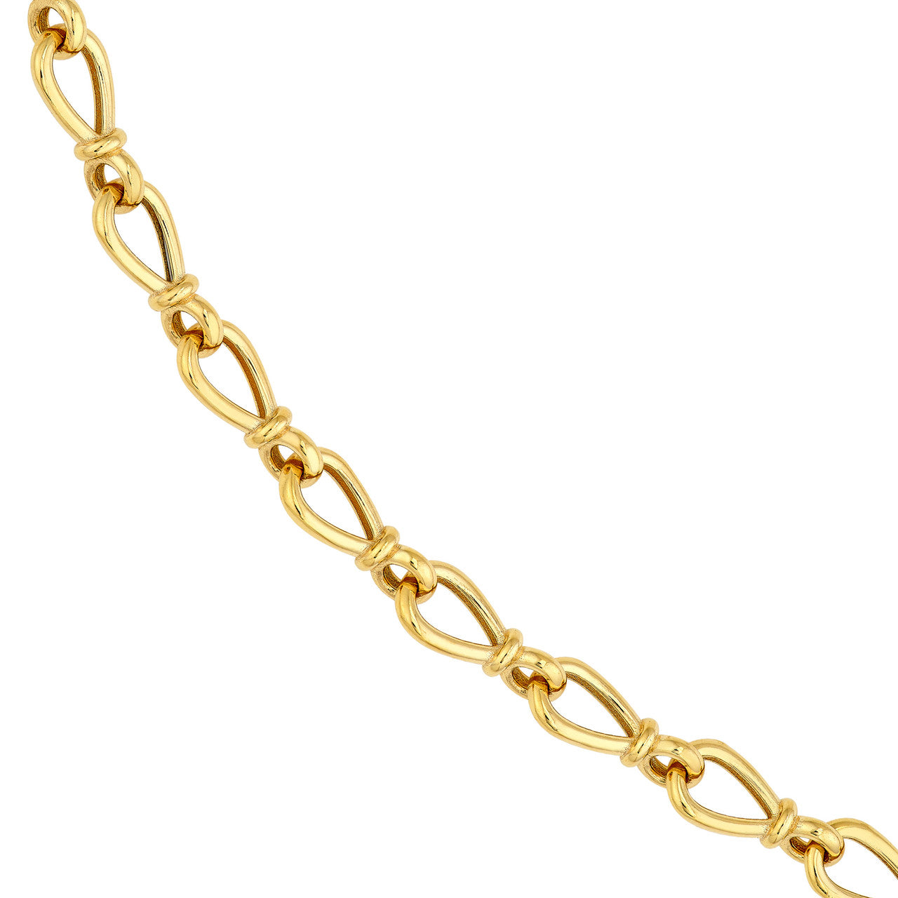 14K Yellow Gold Teardrop Link Lariat Necklace
