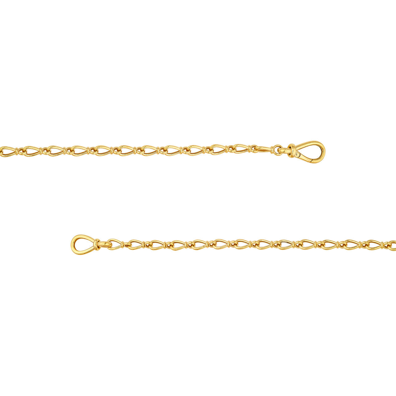 14K Yellow Gold Teardrop Link Lariat Necklace