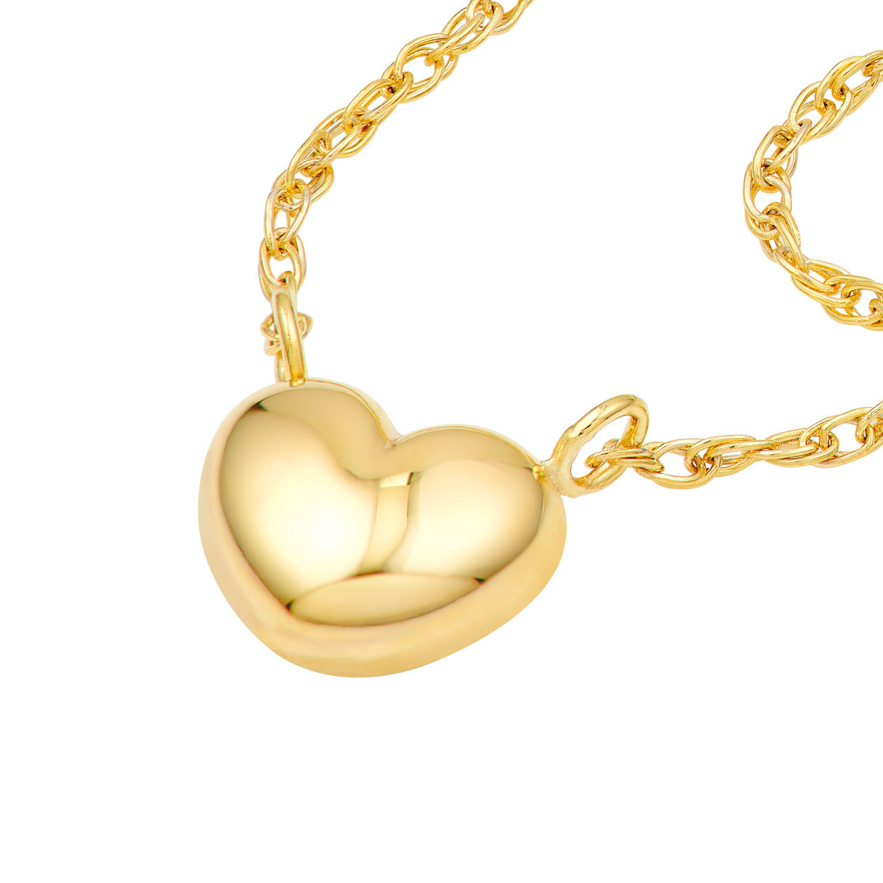14K Yellow Gold Small Puffy Heart Necklace