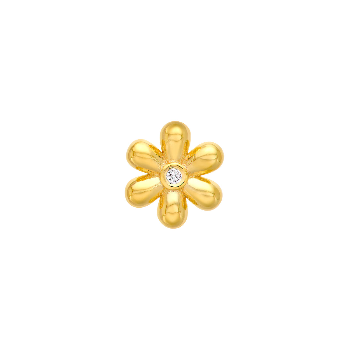 Diamond 14K Yellow Gold Flower Stud Earrings