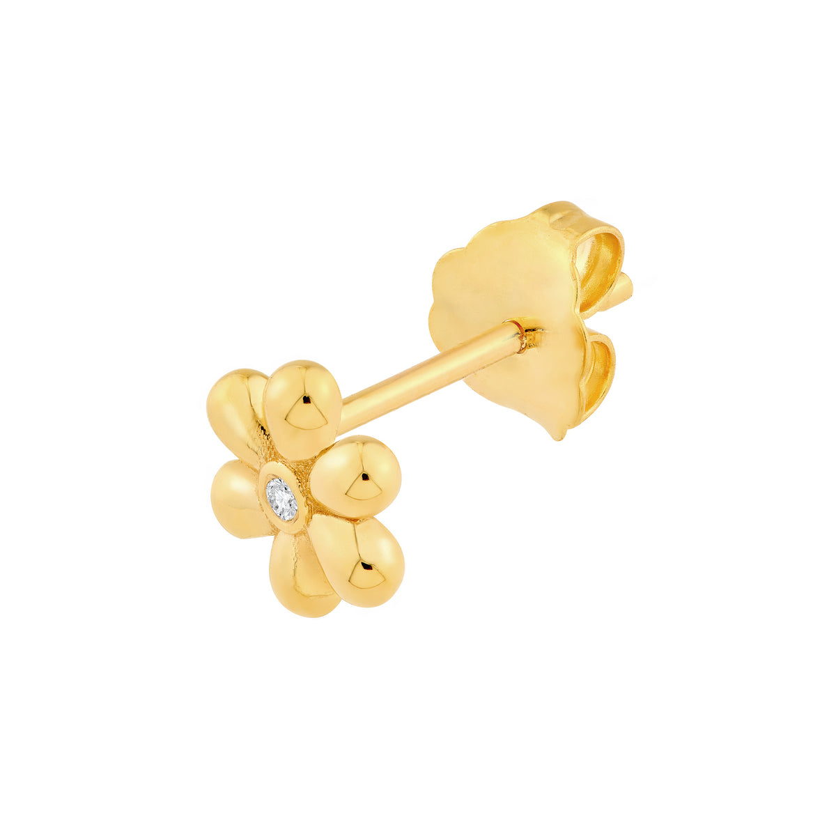 Diamond 14K Yellow Gold Flower Stud Earrings