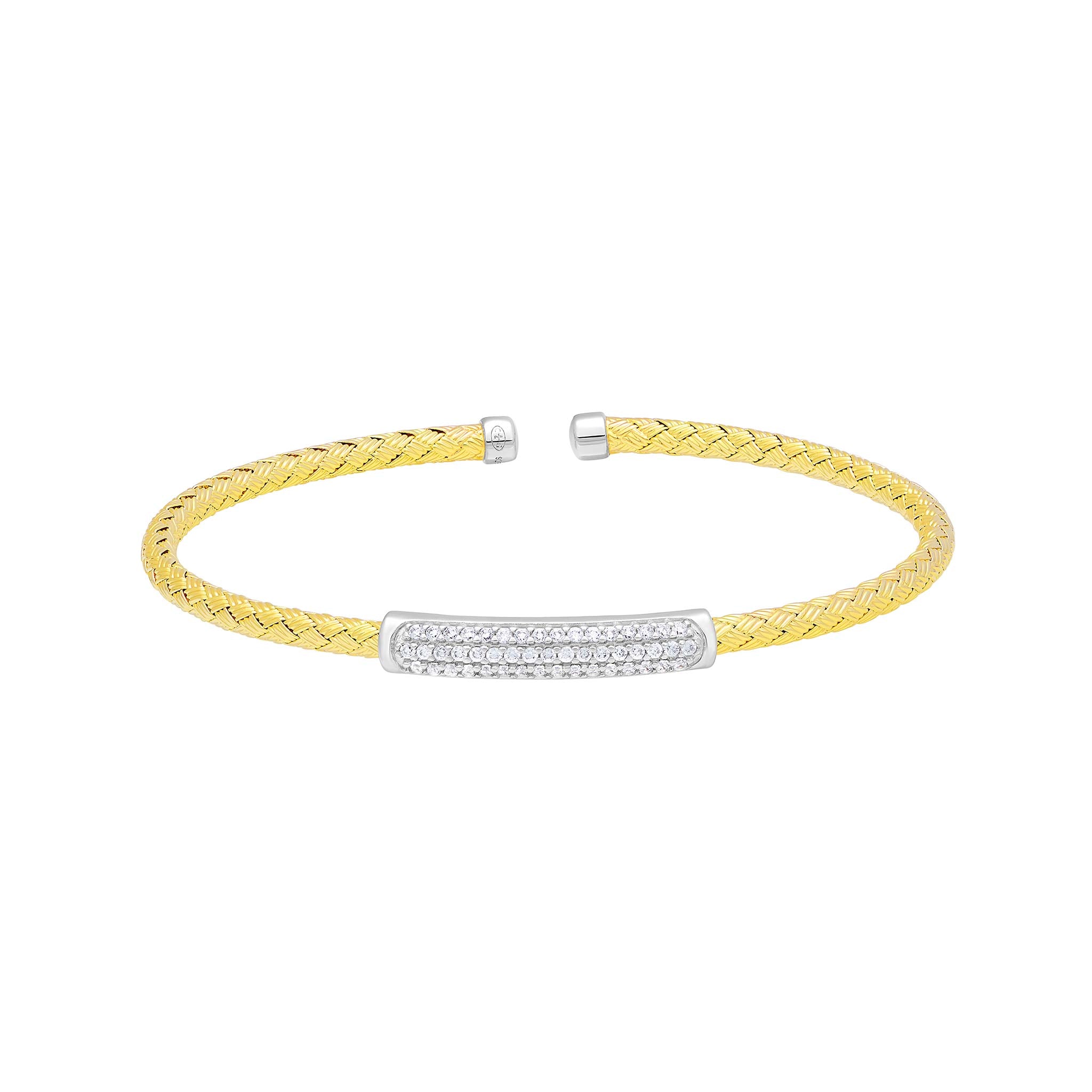 Charles Garnier CZ Gold-Plated Sterling Silver 3mm Mesh Cuff Bangle