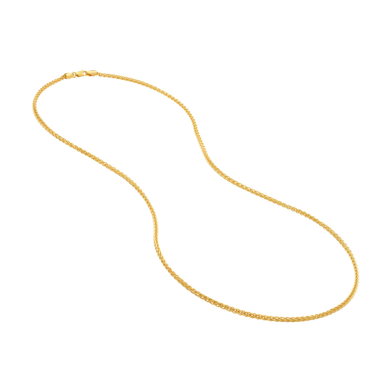 14K Yellow Gold 2.65mm Round Wheat Chain Necklace