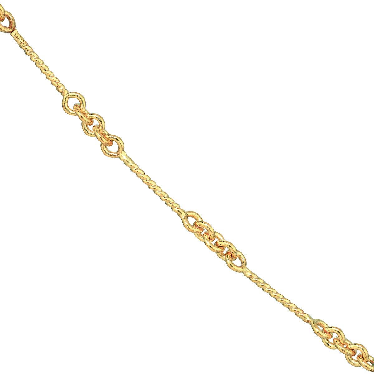 14K Yellow Gold Bar Twist Chain Necklace 18"