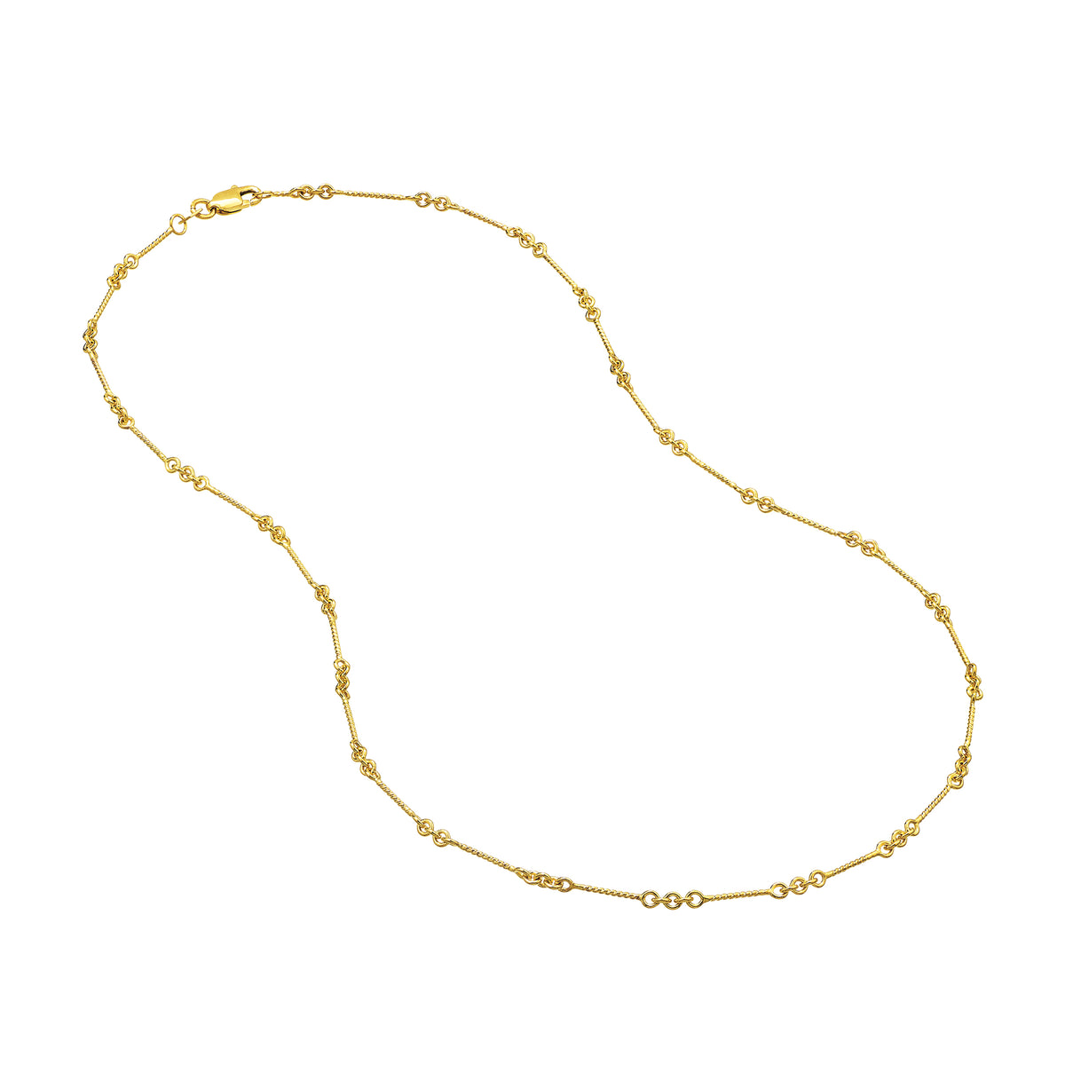 14K Yellow Gold Bar Twist Chain Necklace 18"