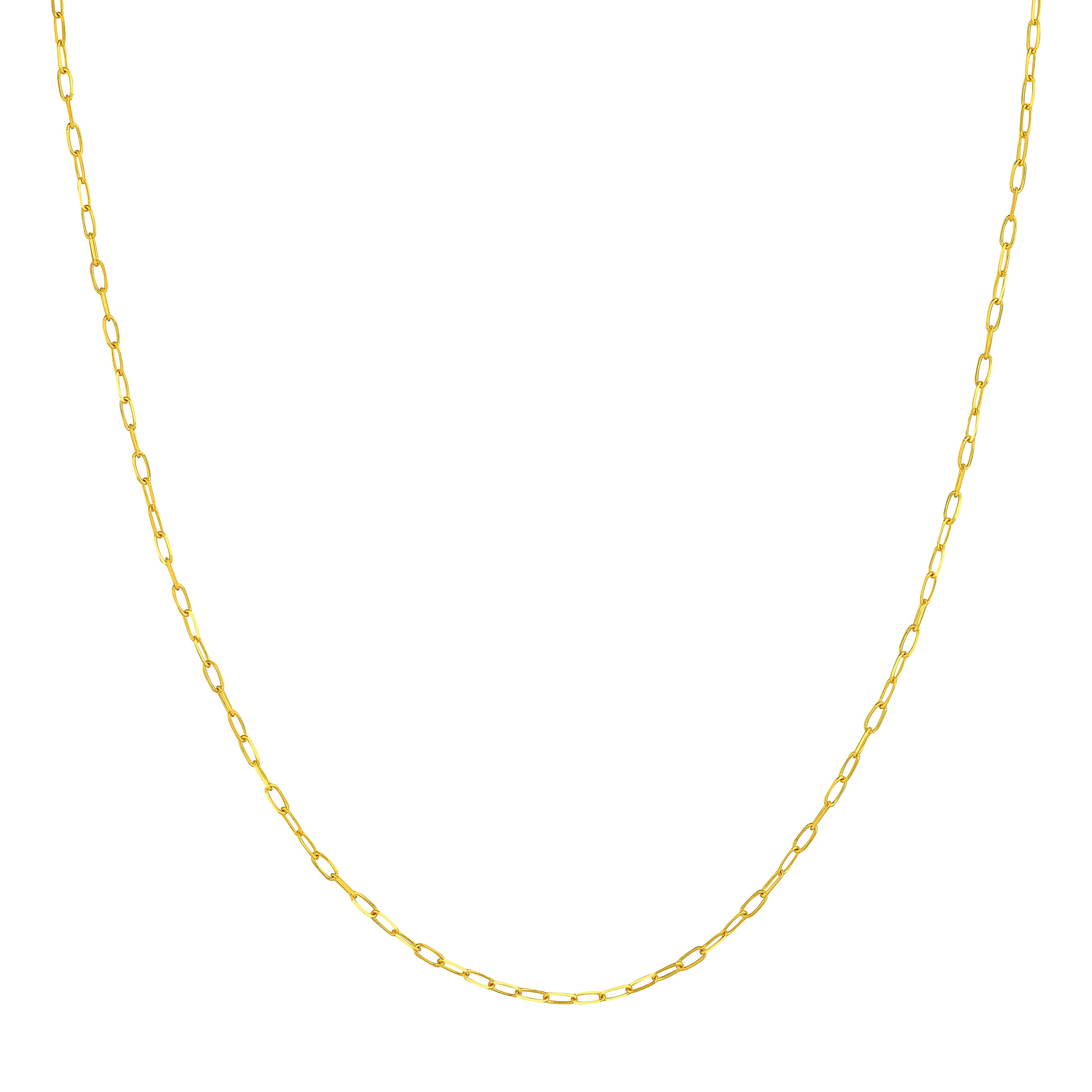 14K Yellow Gold 1.7mm Paperclip Chain Necklace 22"