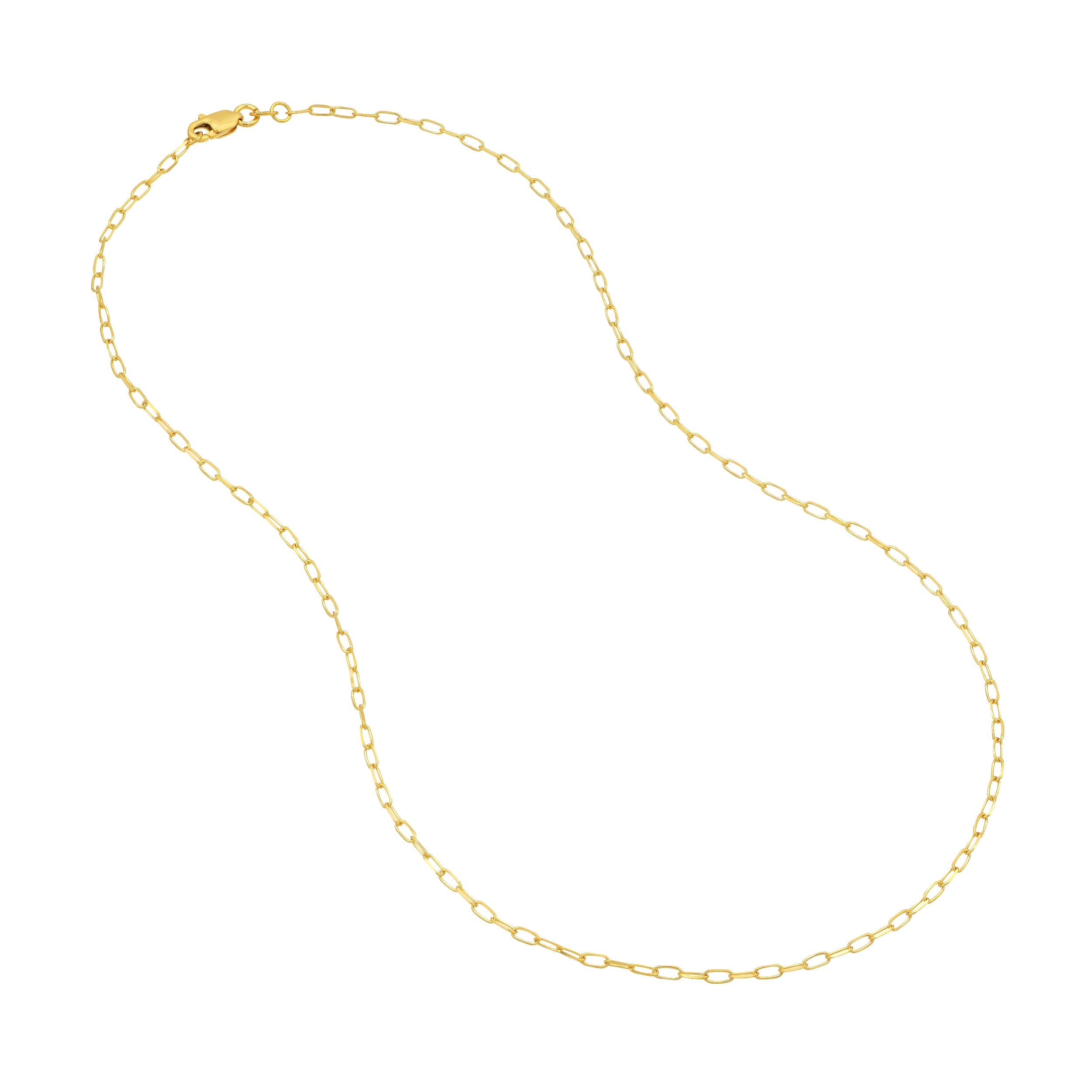 14K Yellow Gold 1.7mm Paperclip Chain Necklace 22"