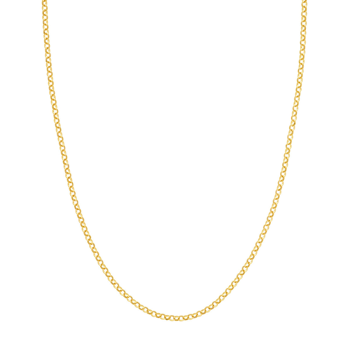 14K Yellow Gold 2.80mm Hollow Rolo Chain Necklace