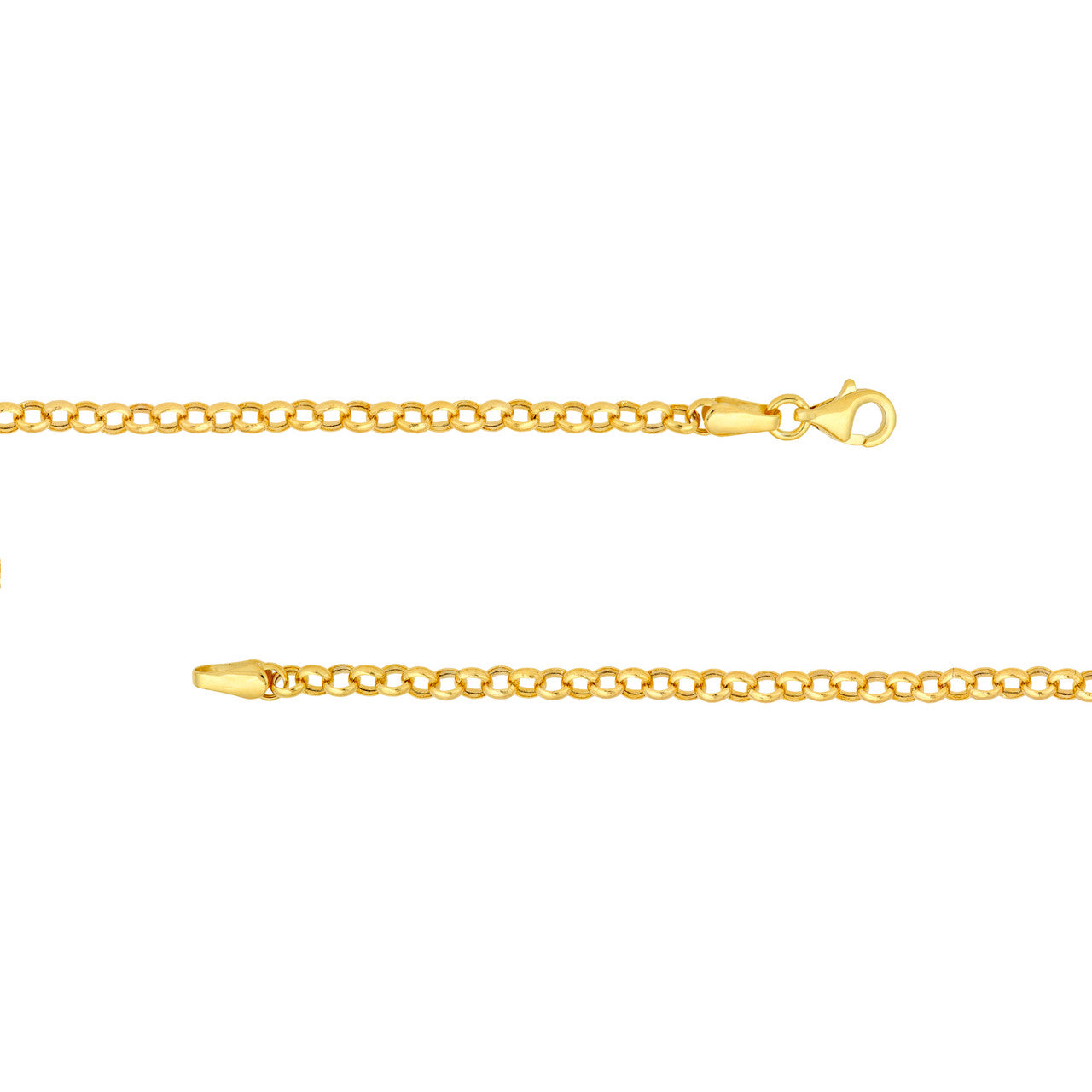 14K Yellow Gold 2.80mm Hollow Rolo Chain Bracelet
