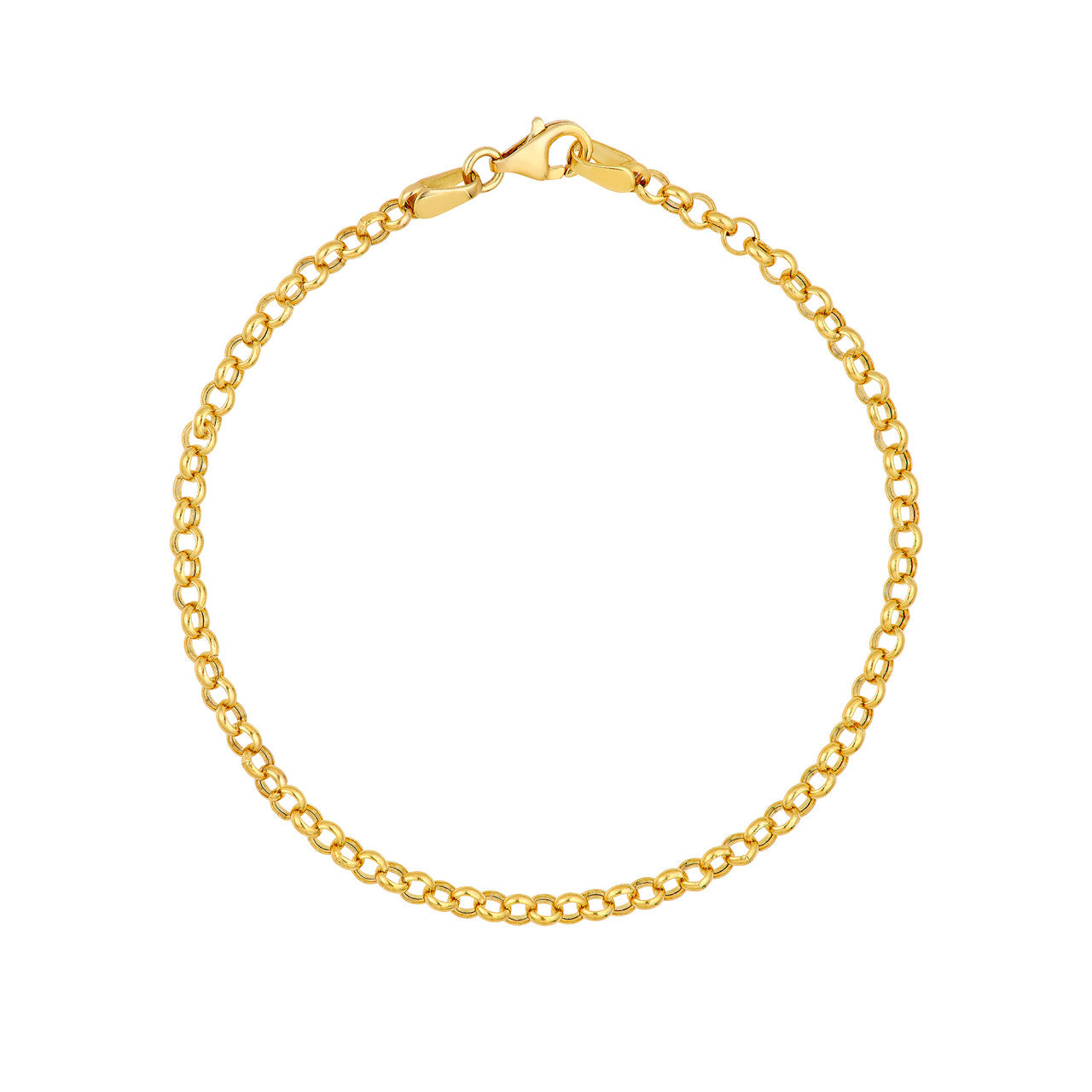 14K Yellow Gold 2.80mm Hollow Rolo Chain Bracelet