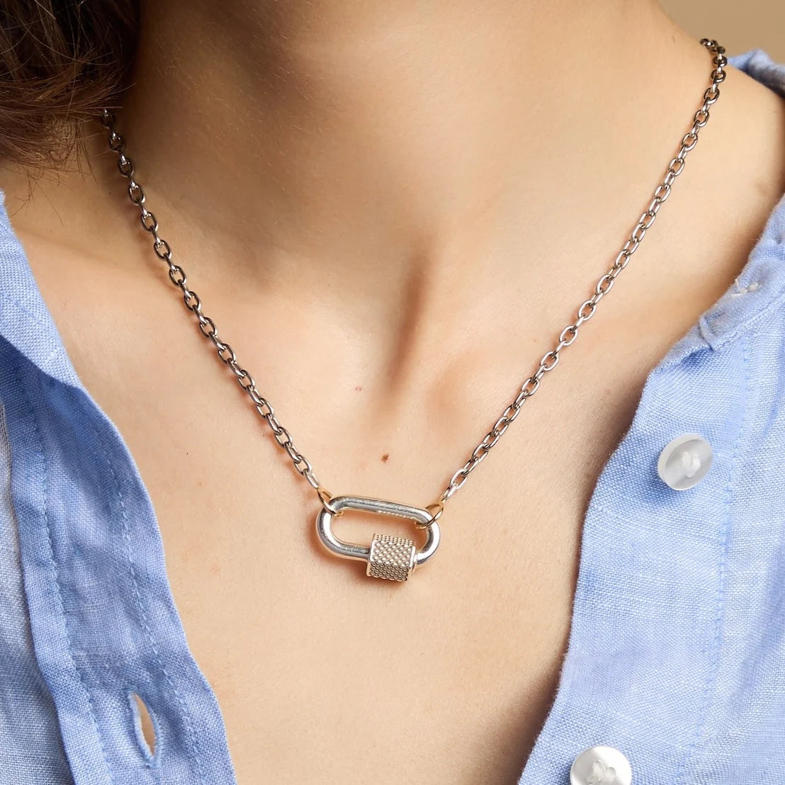 Marla Aaron Silver Pulley Chain Necklace