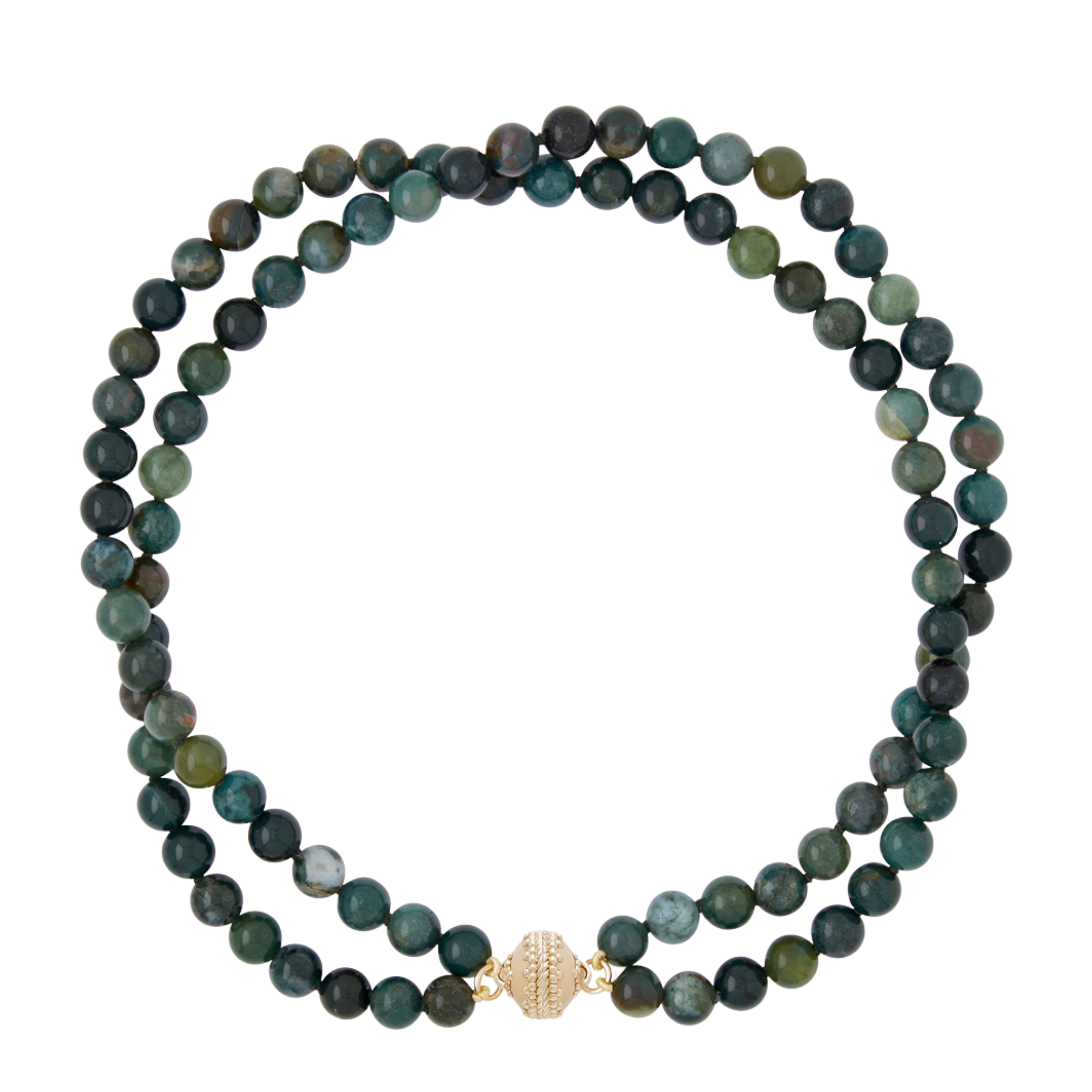 Clara Williams Victoire 8mm Moss Agate Double-Strand Necklace