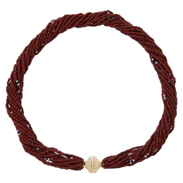 Clara Williams Maroon Ivory Coast Glass Multi-Strand Necklace