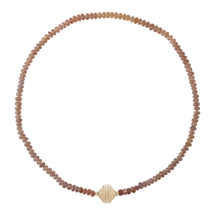 Clara Williams Brown Garnet Color Changing Bead Necklace
