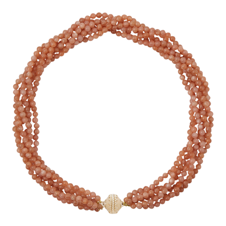 Clara Williams Victoire 4mm Peach Moonstone Multi-Strand Necklace