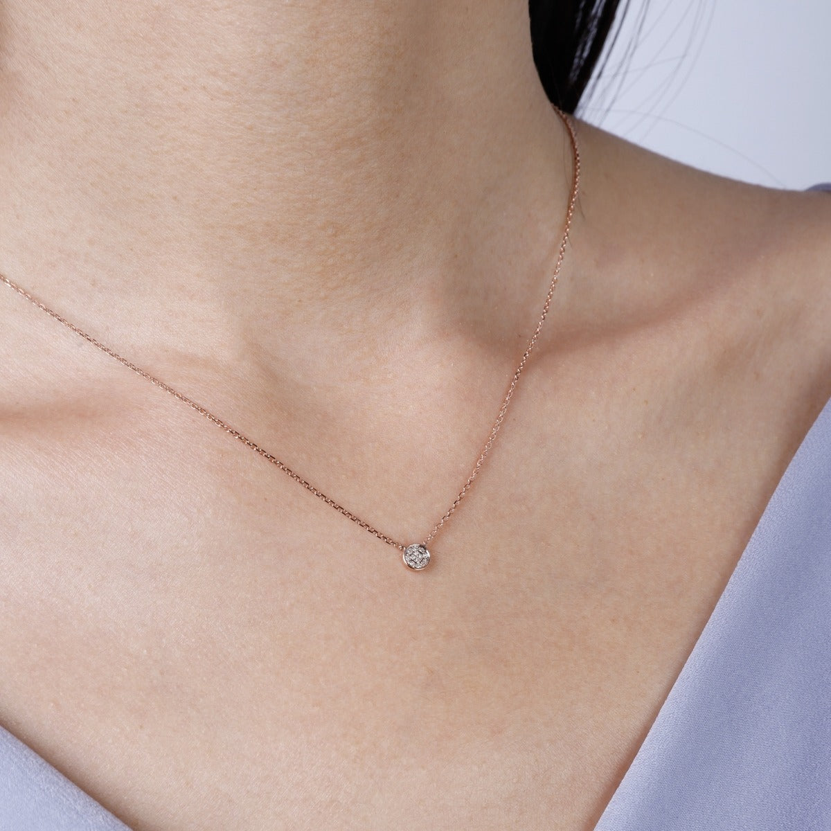 Diamond Micro Pavé Round 14K Gold Necklace